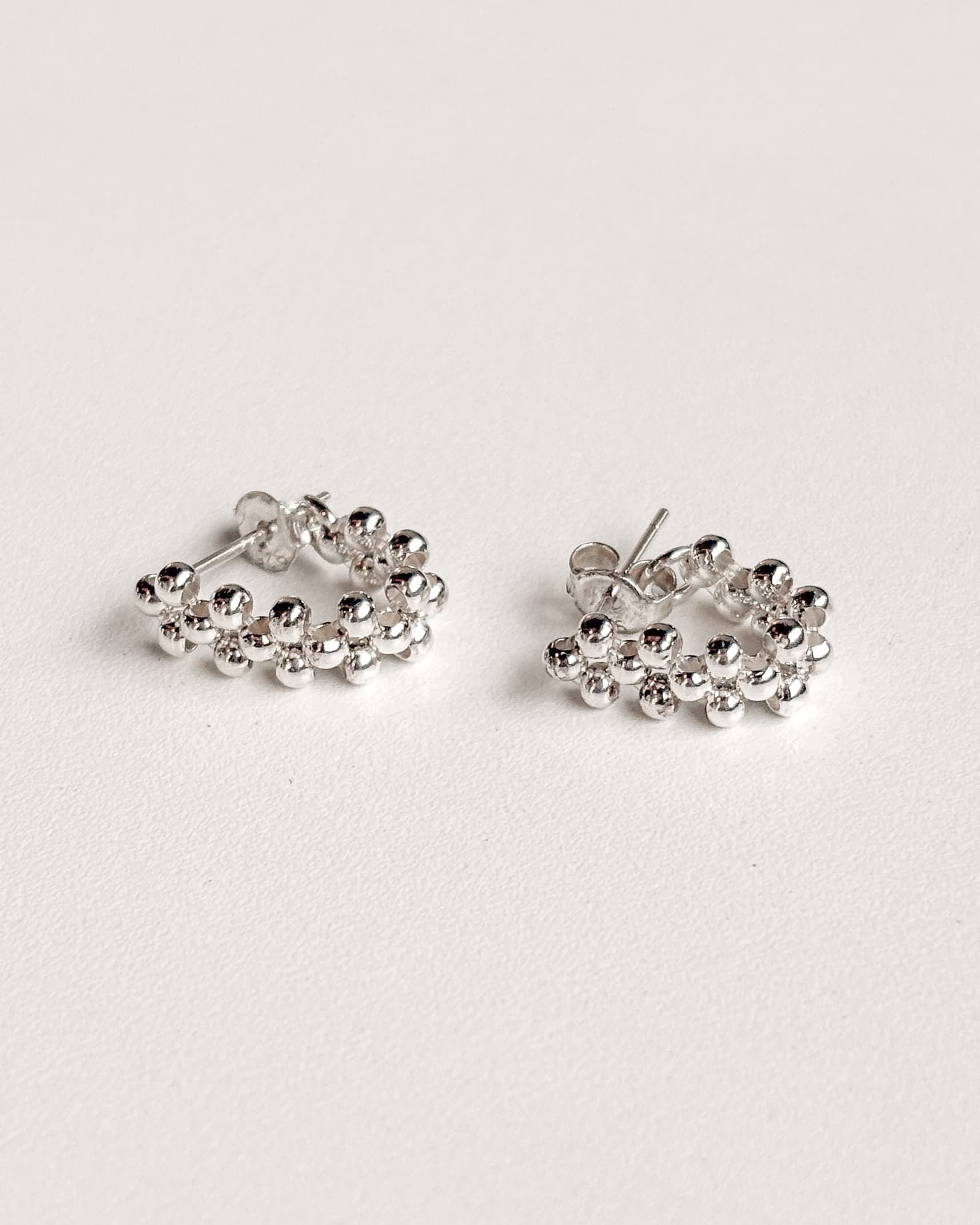 Silver 925 Silver Ball Mesh Banding Silver Ball Ring Stud Silver Post Bold Silver Earrings - 이미지 2