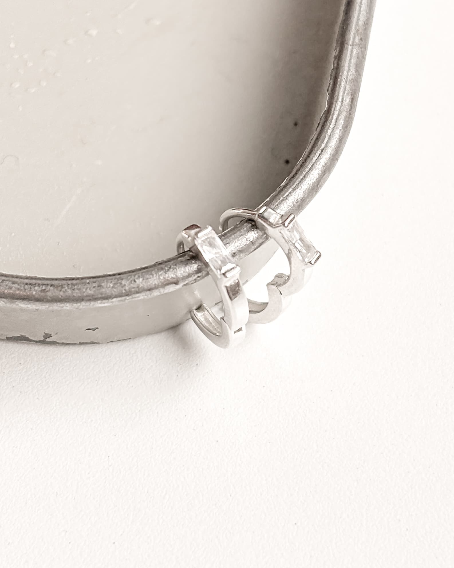Silver 925 One-Touch Ring Earrings Mini Cubic Zirconia 10mm Silver Earrings - 이미지 3