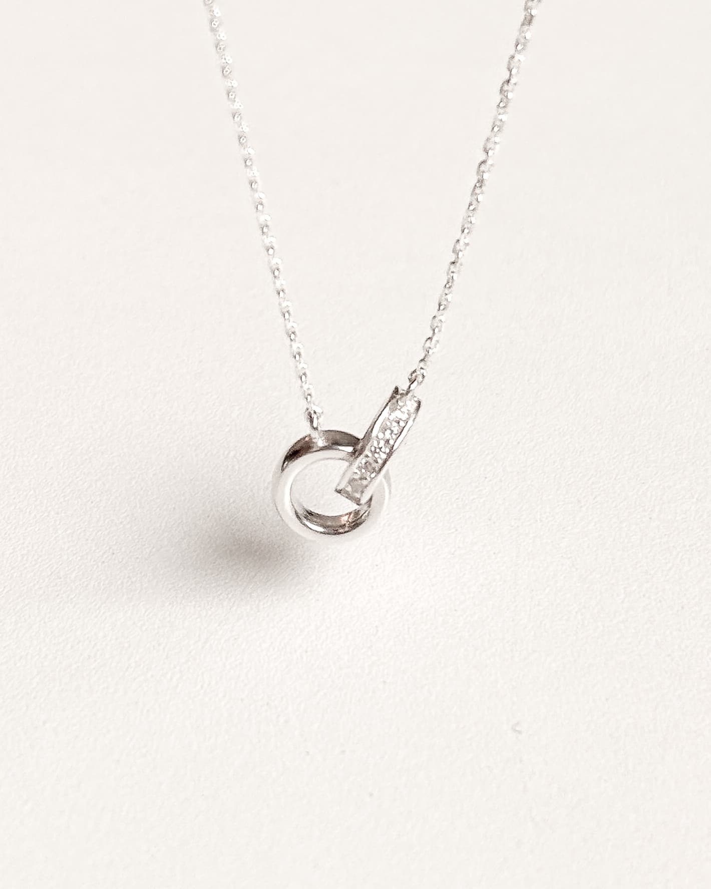 Silver 925 Ring Cubic Pendant Twisted Chain Silver Necklace - 이미지 3