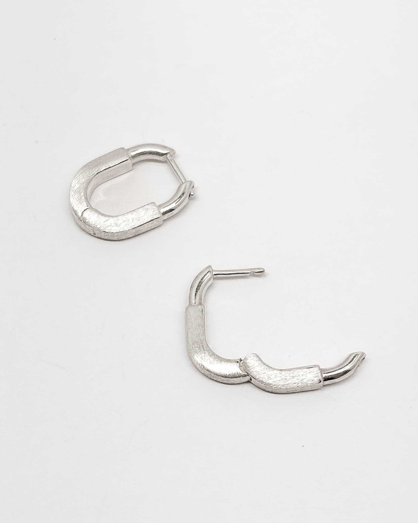 Silver 925 Matte Clip-on One-Touch Ring Earrings Point Silver Earrings - 이미지 8