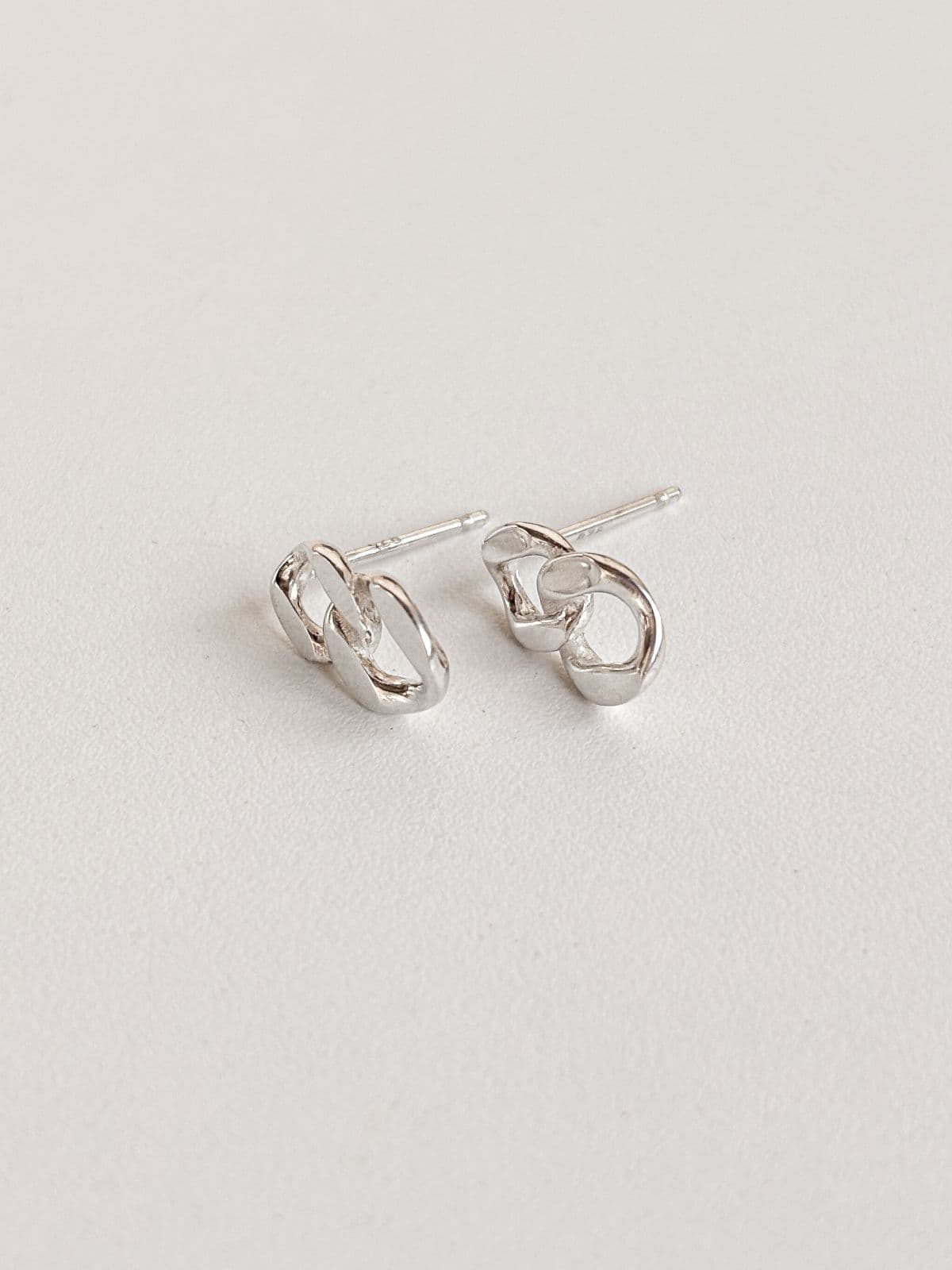 Silver 925 Chain Earrings Bold Point Drop Silver Post Earrings - 이미지 3