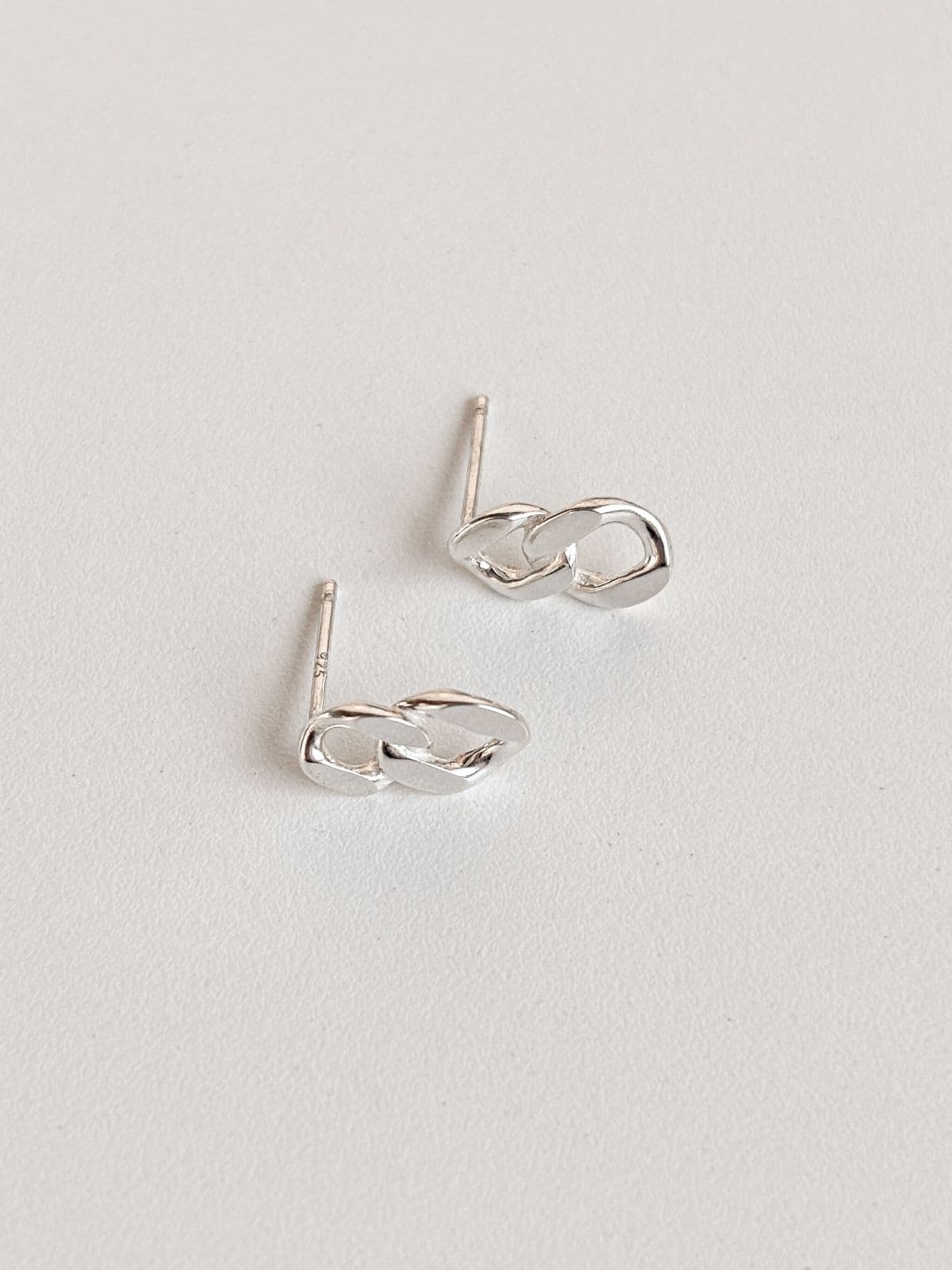 Silver 925 Chain Earrings Bold Point Drop Silver Post Earrings - 이미지 2