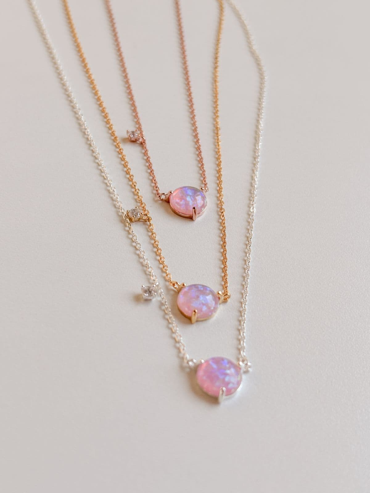 Silver 925 Opal Pendant 8mm Necklace Point Chain Silver Necklace - 이미지 8