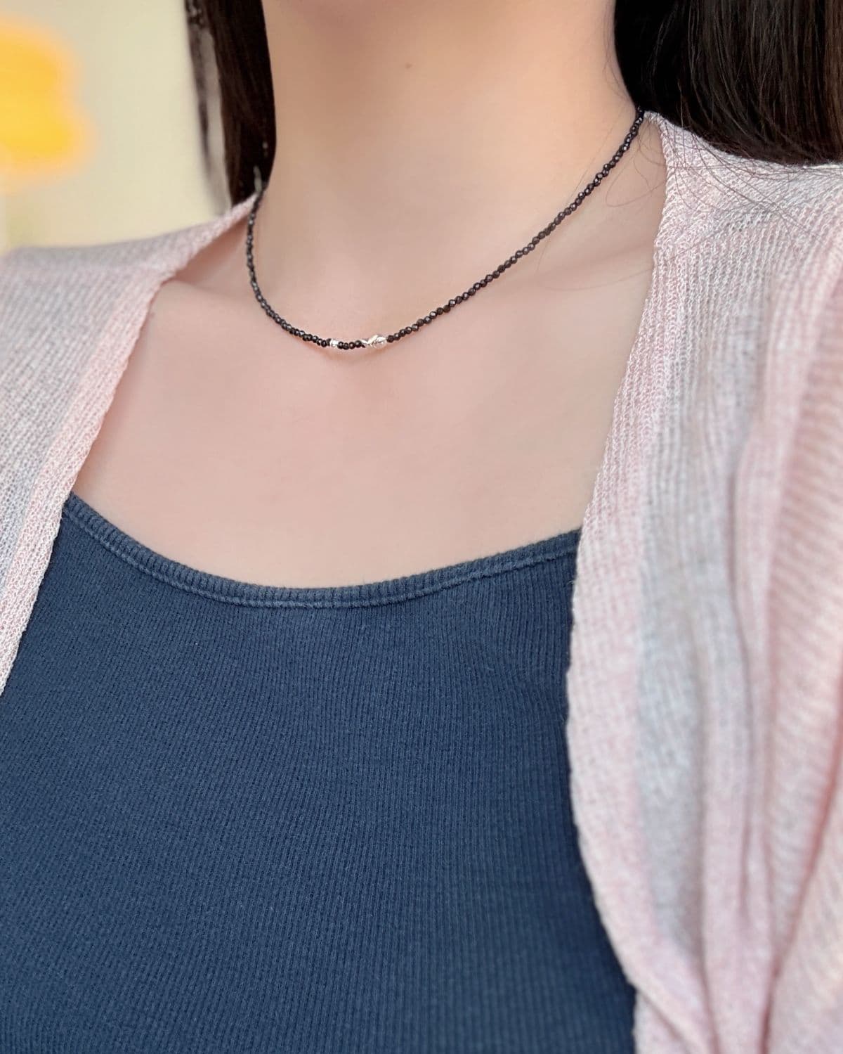 Silver 925 Fish Silver Ball Bead Necklace Cut Black Summer Silver Necklace Set - 이미지 7