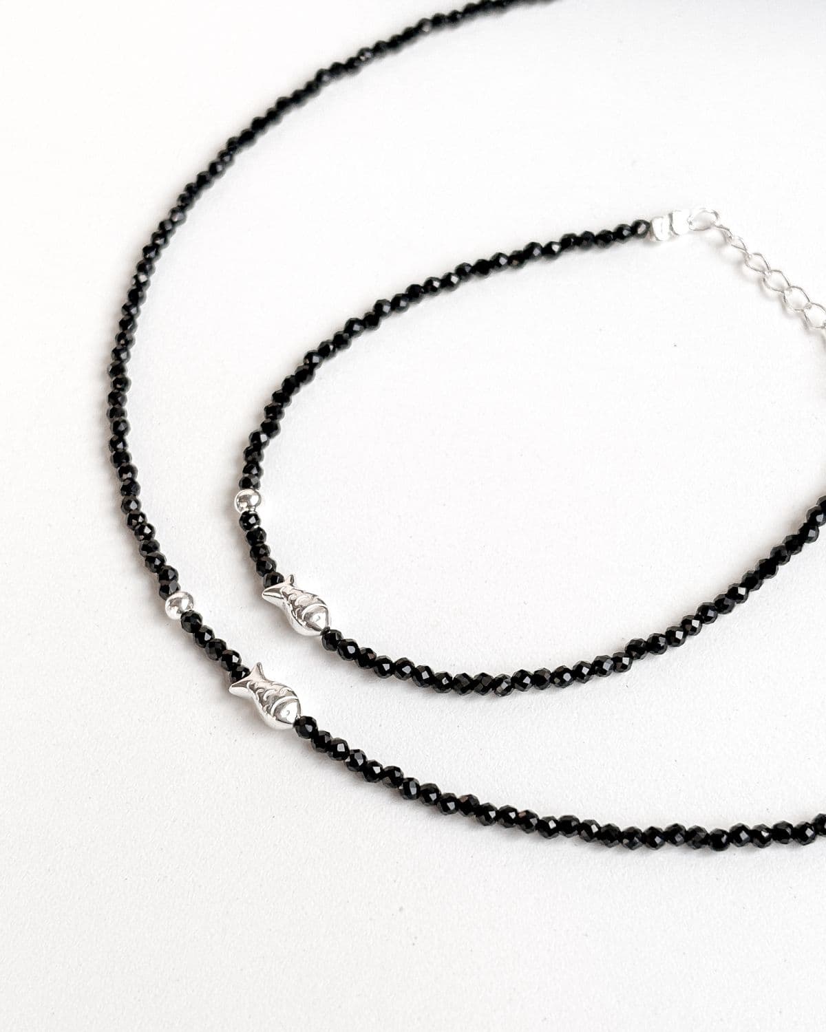 Silver 925 Fish Silver Ball Bead Bracelet Cut Black Summer Silver Bracelet Set - 이미지 1