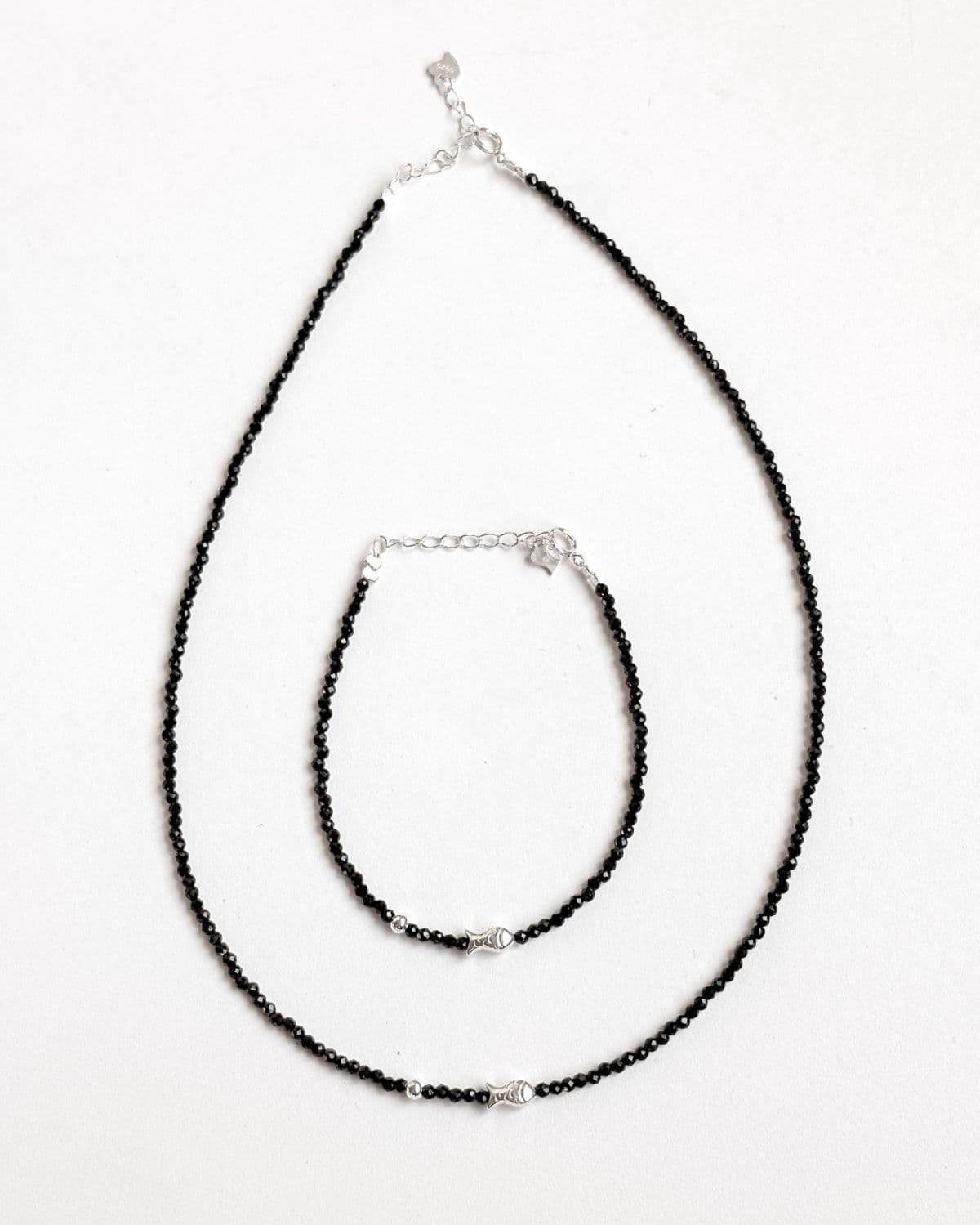 Silver 925 Fish Silver Ball Bead Bracelet Cut Black Summer Silver Bracelet Set - 이미지 3