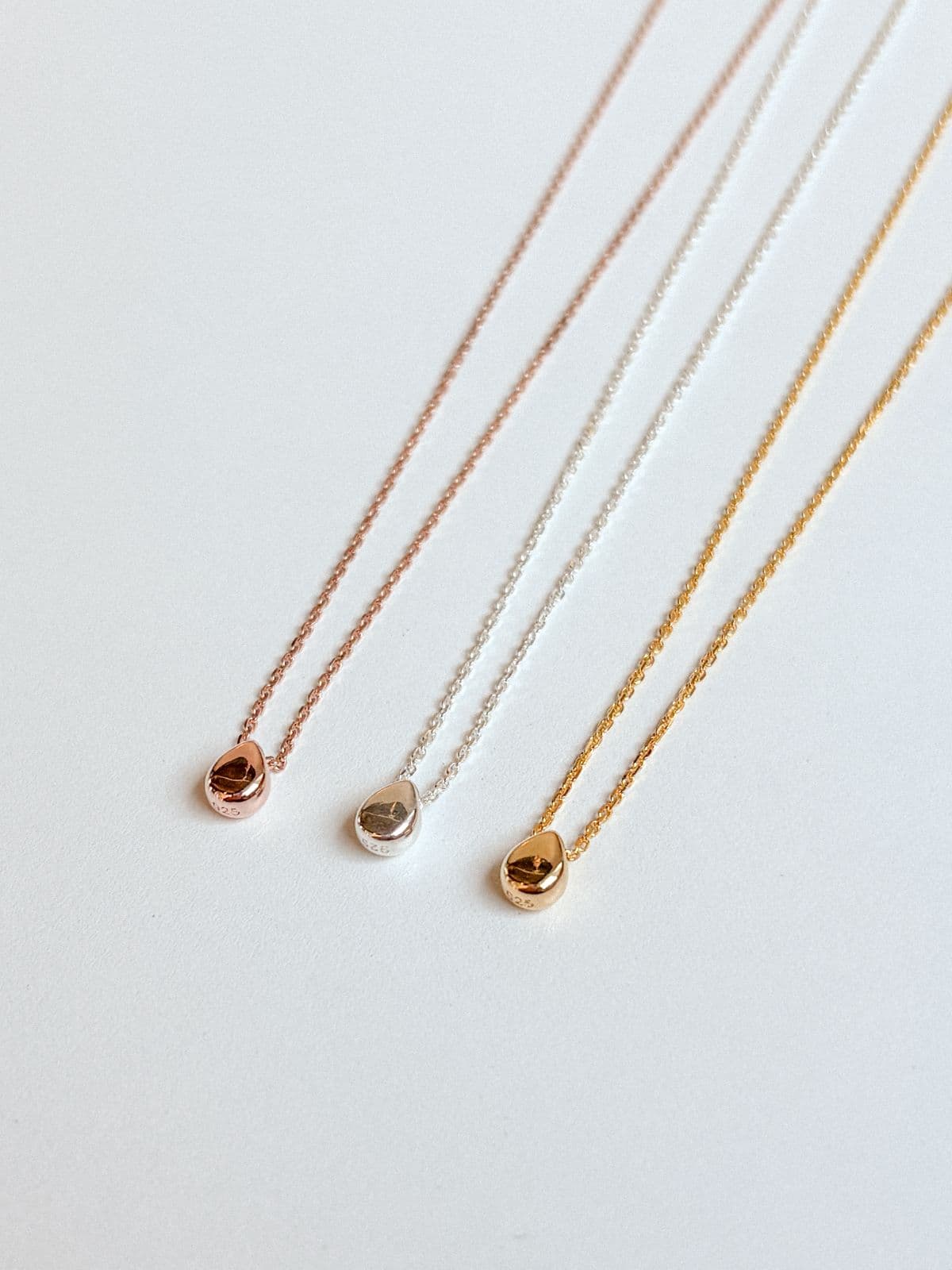 Silver 925 Volume Mini Pendant Star Circle Teardrop Heart Silver Chain Necklace - 이미지 2