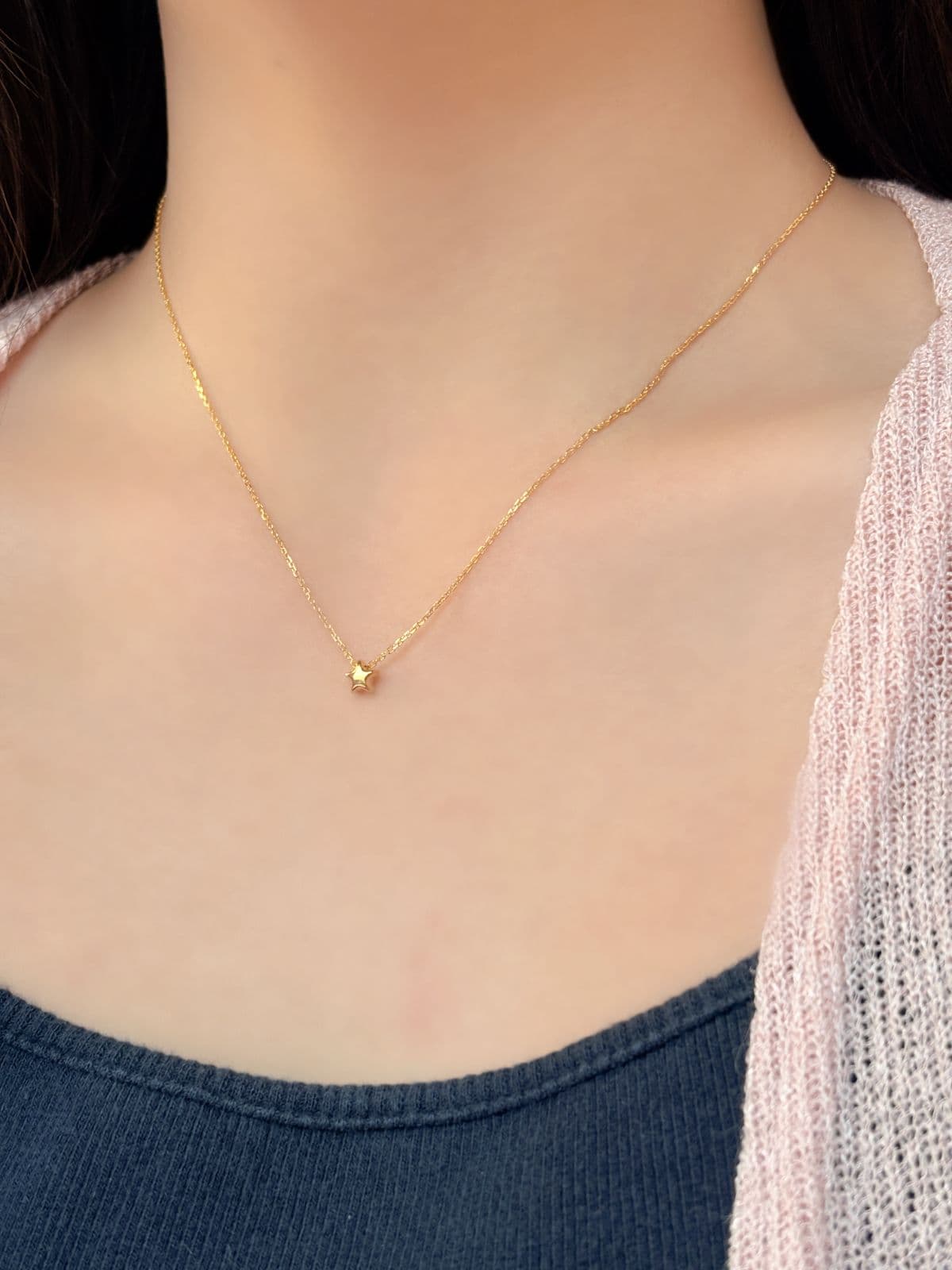 Silver 925 Volume Mini Pendant Star Circle Teardrop Heart Silver Chain Necklace - 이미지 12