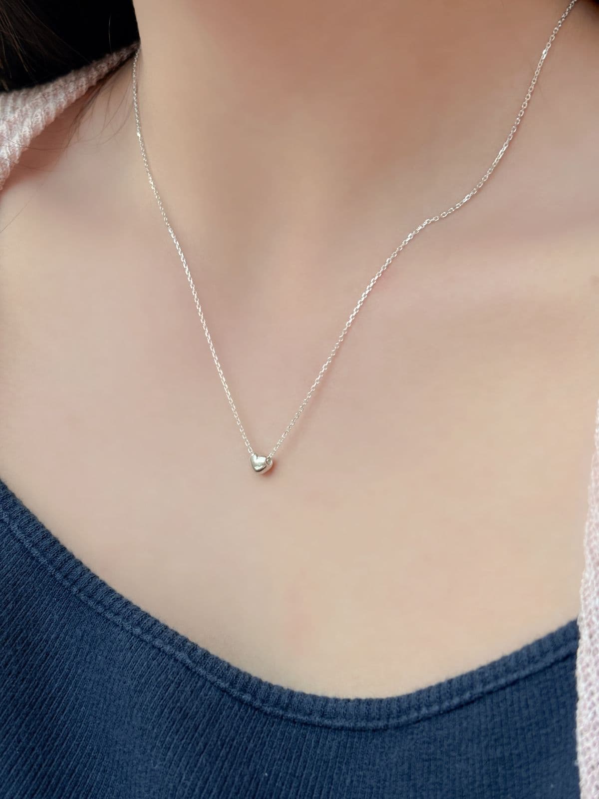 Silver 925 Volume Mini Pendant Star Circle Teardrop Heart Silver Chain Necklace - 이미지 9