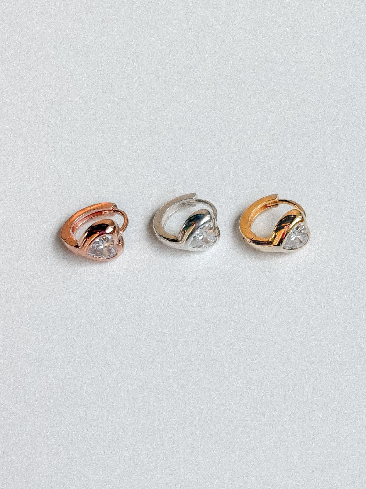 Silver 925 Chubby Heart Cubic One-Touch Ring Earrings Bold Point Silver Earrings - 이미지 10