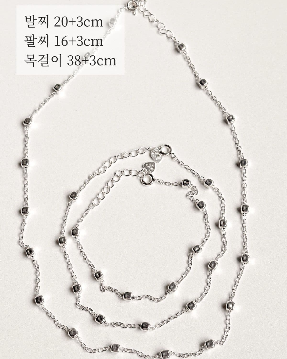 Silver 925 Square Ball Silver Chain Necklace, Thin Chain Silver Necklace with Silver Ball Point - 이미지 3