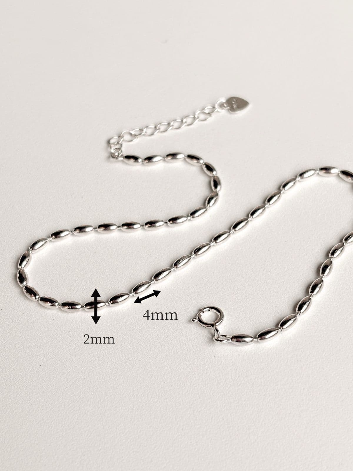 Silver 925 Silver Ball Oval Rice Grain Chain Bracelet Bold Silver Bracelet - 이미지 3