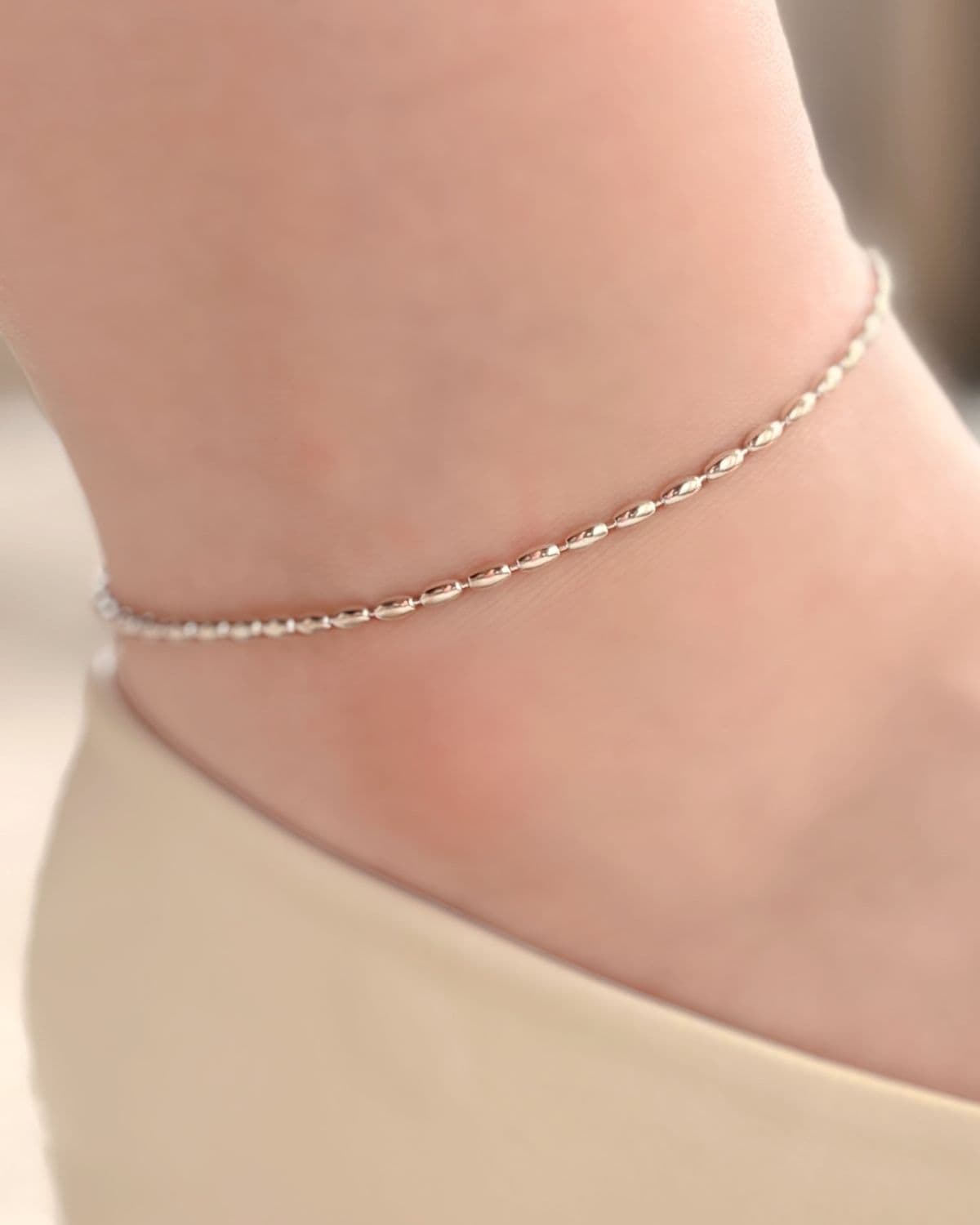 Silver 925 Silver Ball Oval Rice Grain Chain Bracelet Bold Silver Bracelet - 이미지 8
