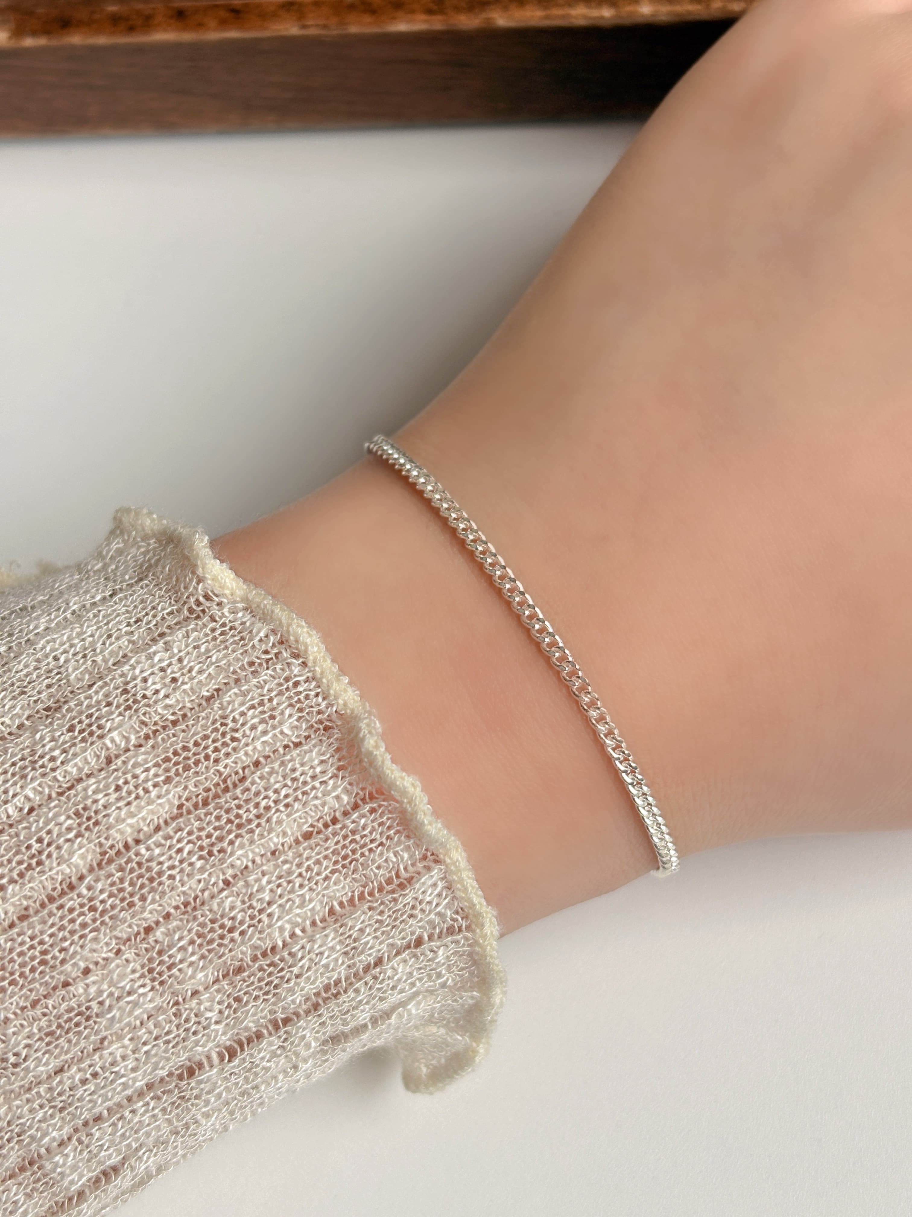 Silver 925 Chain Bracelet Slim Thin Silver Bracelet - 이미지 3