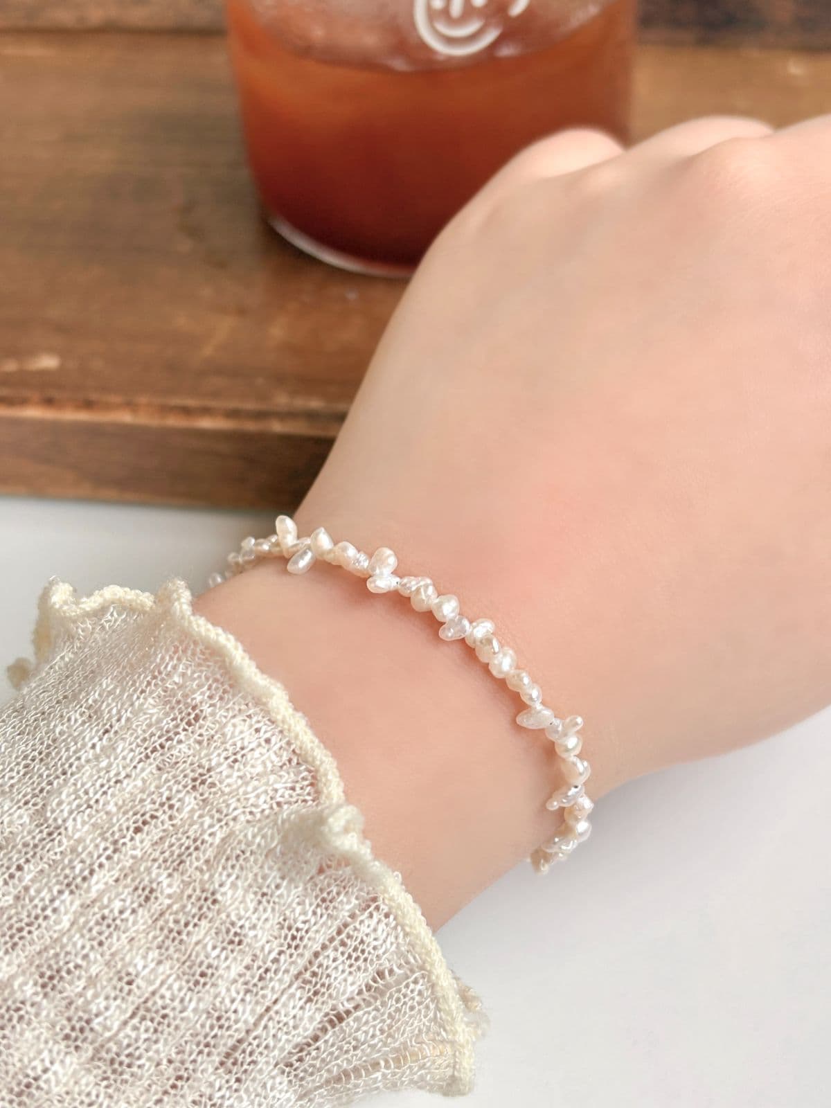 Silver 925 Imperfect Freshwater Pearl Bracelet Layered Point Silver Bracelet Pearl Bracelet - 이미지 5