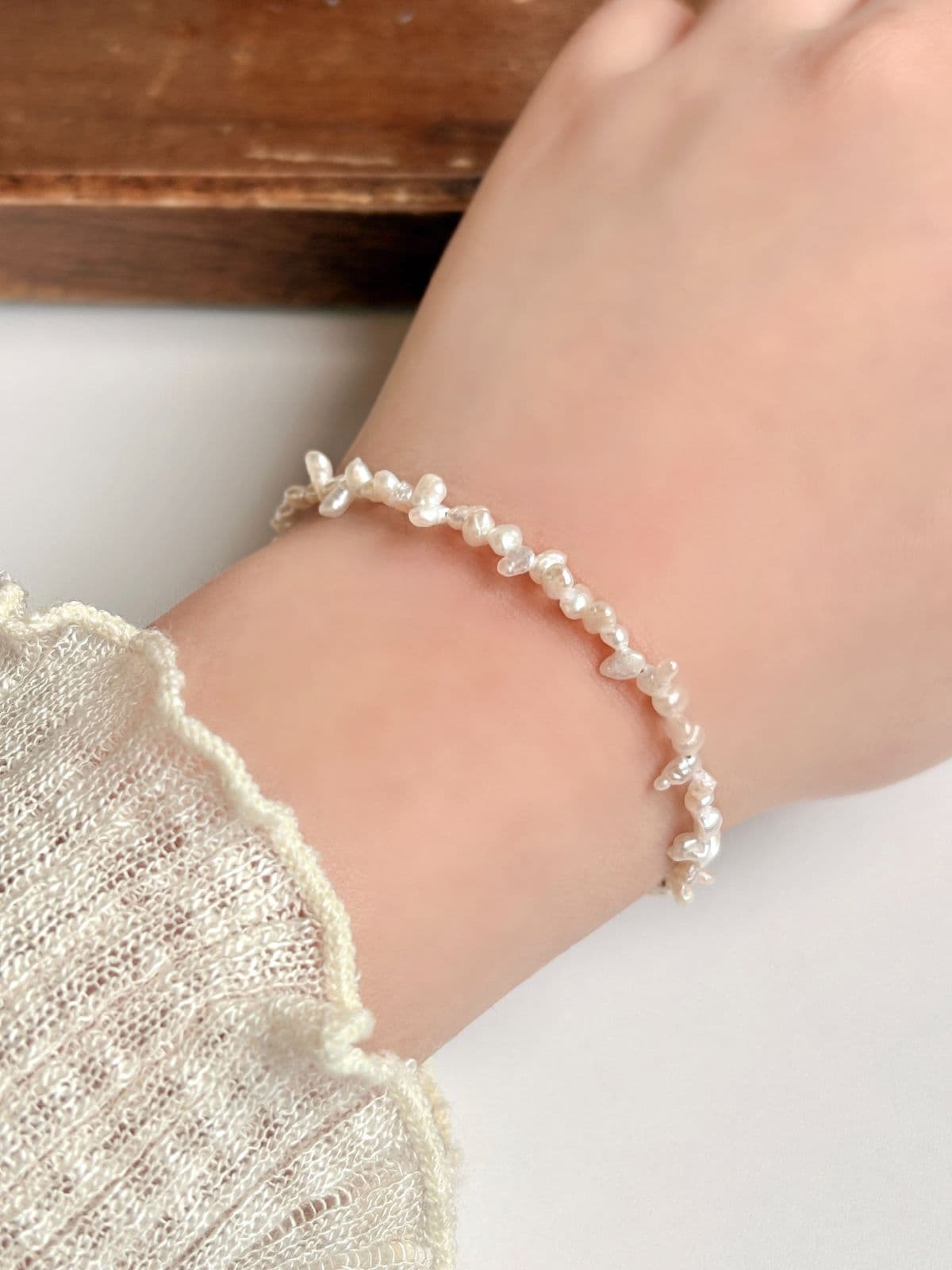Silver 925 Imperfect Freshwater Pearl Bracelet Layered Point Silver Bracelet Pearl Bracelet - 이미지 1