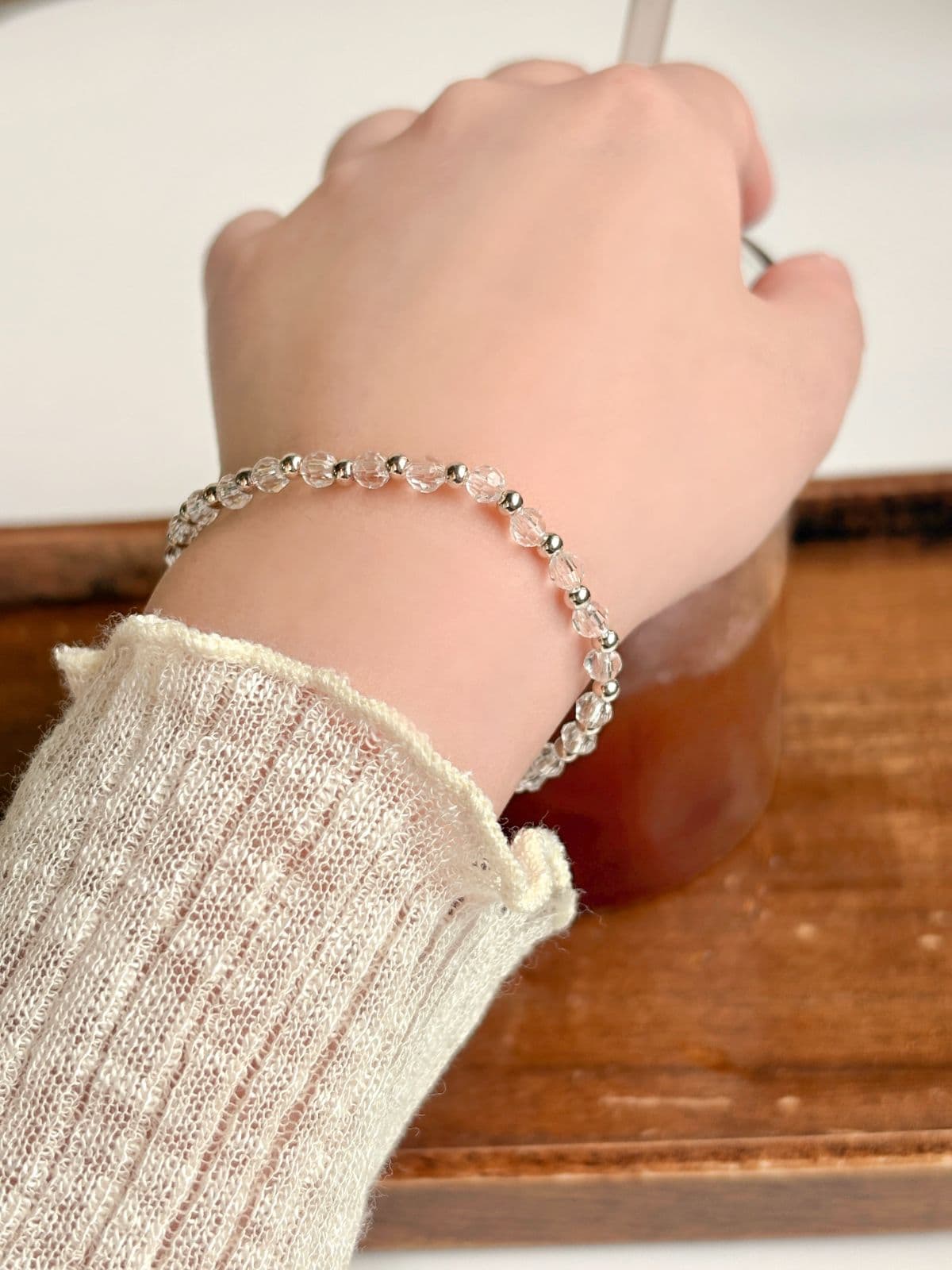 Silver 925 Free Size Bracelet Transparent Beads Silver Balls Silver Bracelet - 이미지 5