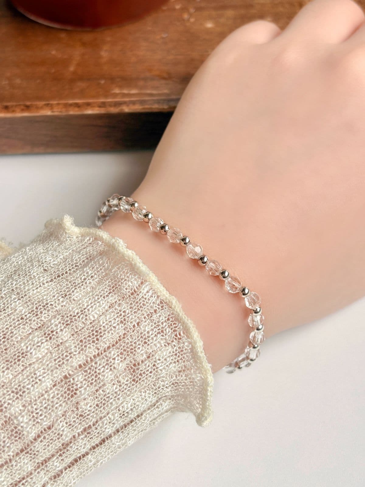 Silver 925 Free Size Bracelet Transparent Beads Silver Balls Silver Bracelet - 이미지 3