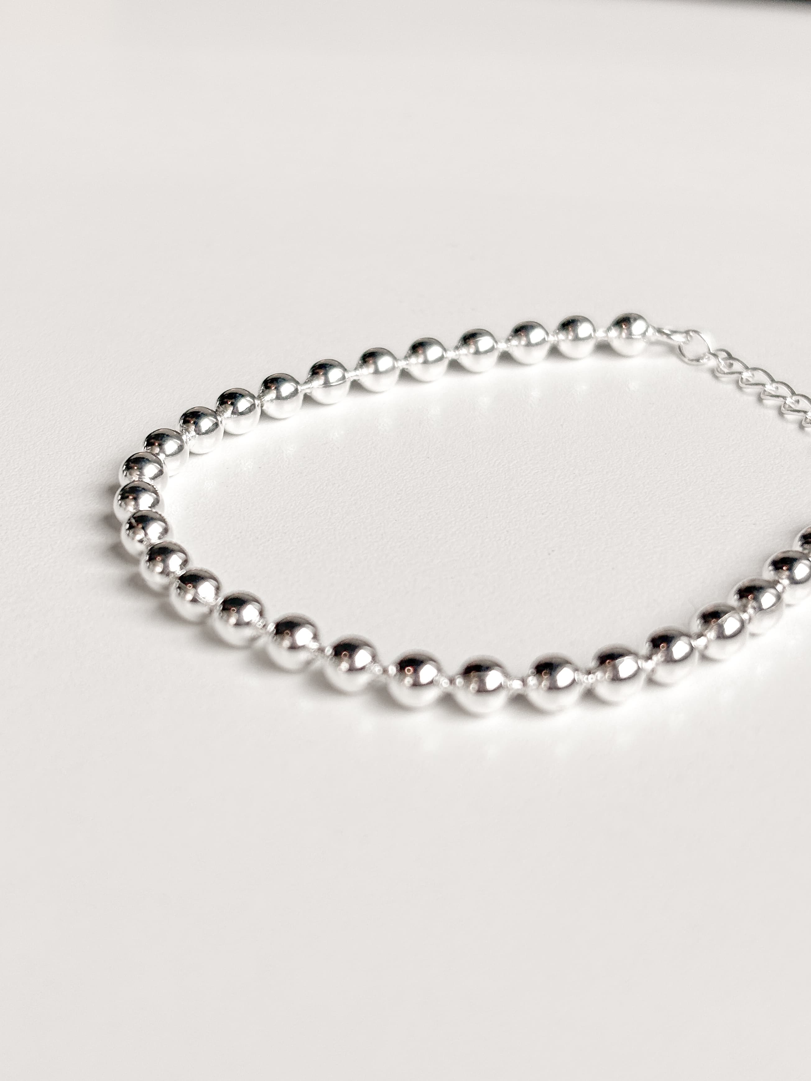 Silver 925 4mm Silver Ball Bracelet Bold Layered Silver Bracelet - 이미지 7