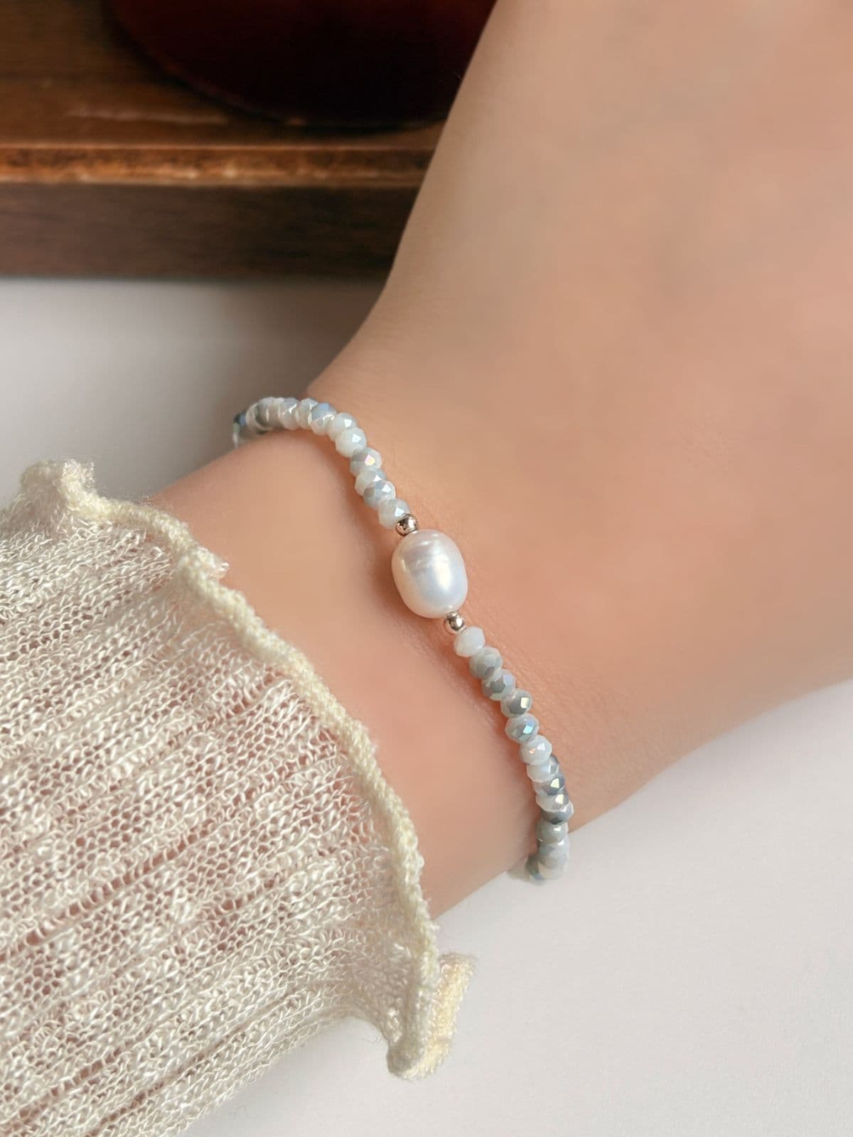 Silver 925 Black Cut Bead Bracelet Freshwater Pearl Accent Silver Bracelet - 이미지 8
