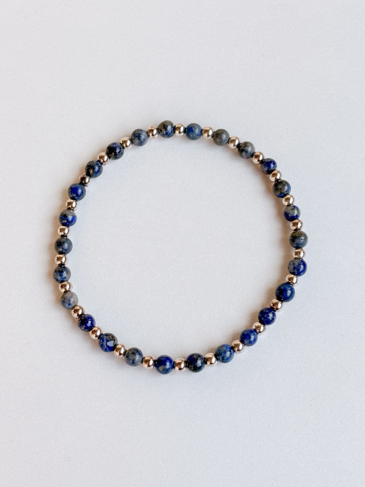 Silver 925 Lapis Lazuli Bead Gemstone Bracelet Silver Ball Layered Silver Bracelet - 이미지 1