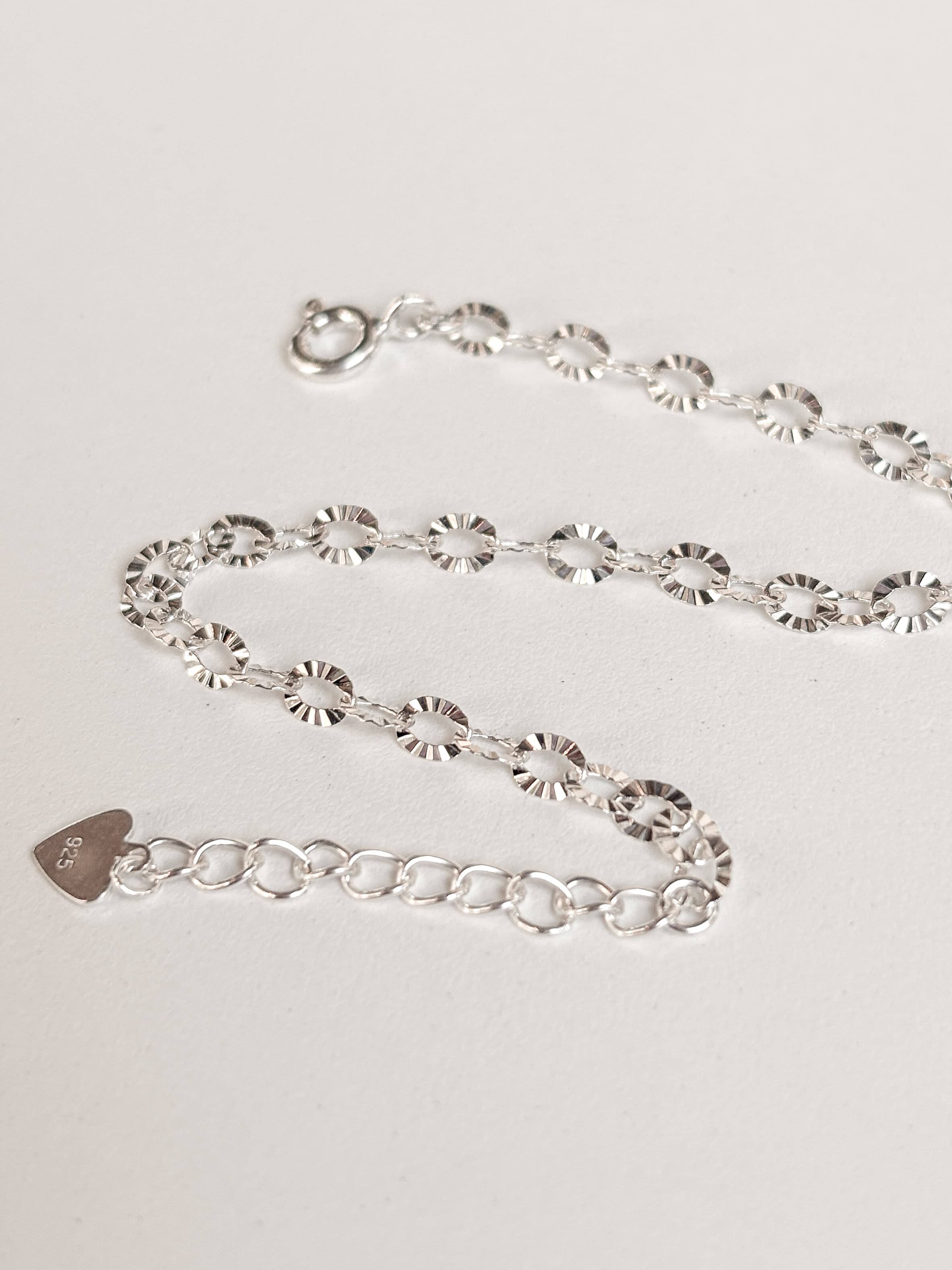 Silver 925 Cut Chain Bracelet Point Silver Chain Silver Bracelet - 이미지 1