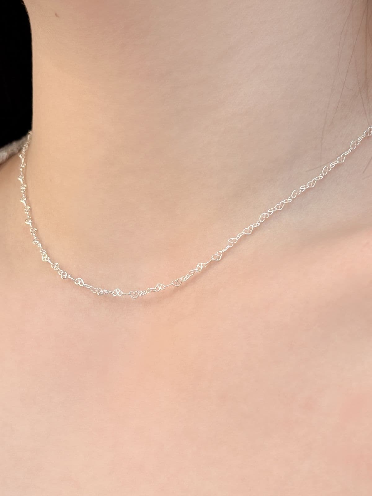 Silver 925 Heart Chain Thin Slim Bracelet Layered Silver Bracelet - 이미지 3