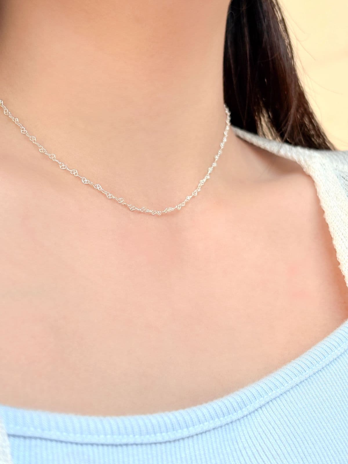 Silver 925 Heart Chain Silver Necklace Thin Slim Silver Necklace - 이미지 1