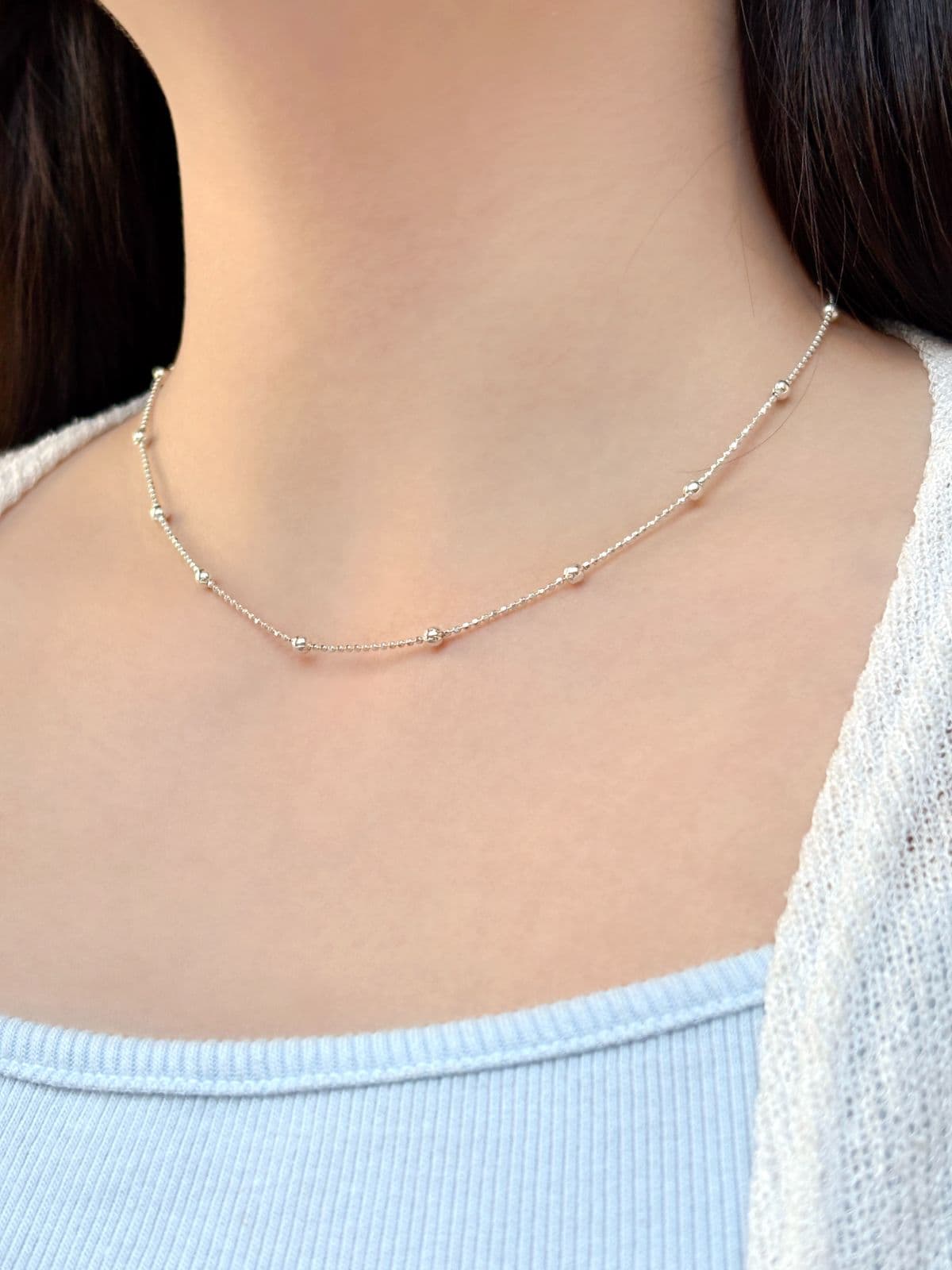 Silver 925 Silver Ball Cutting Chain Bracelet Shiny Silver Ball Silver Bracelet - 이미지 7