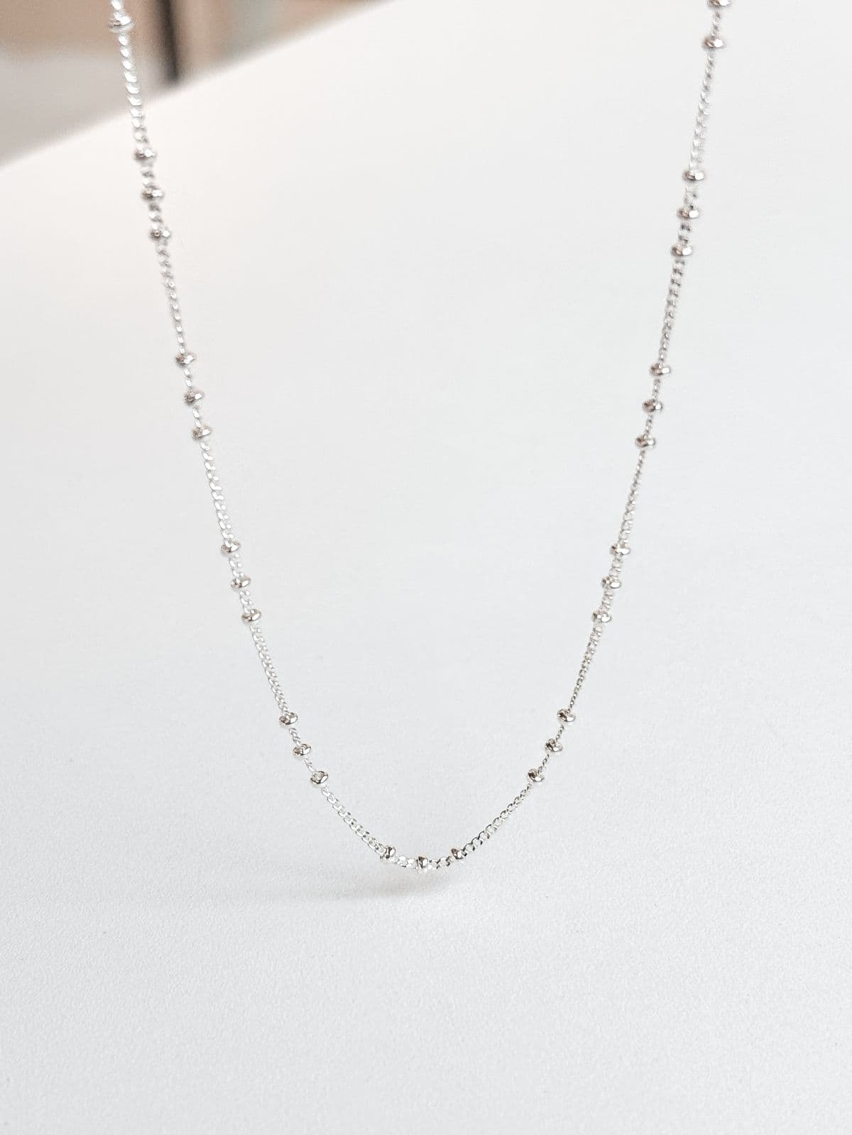 Silver 925 Silver Ball Chain Layered Necklace Slim Silver Ball Necklace - 이미지 9