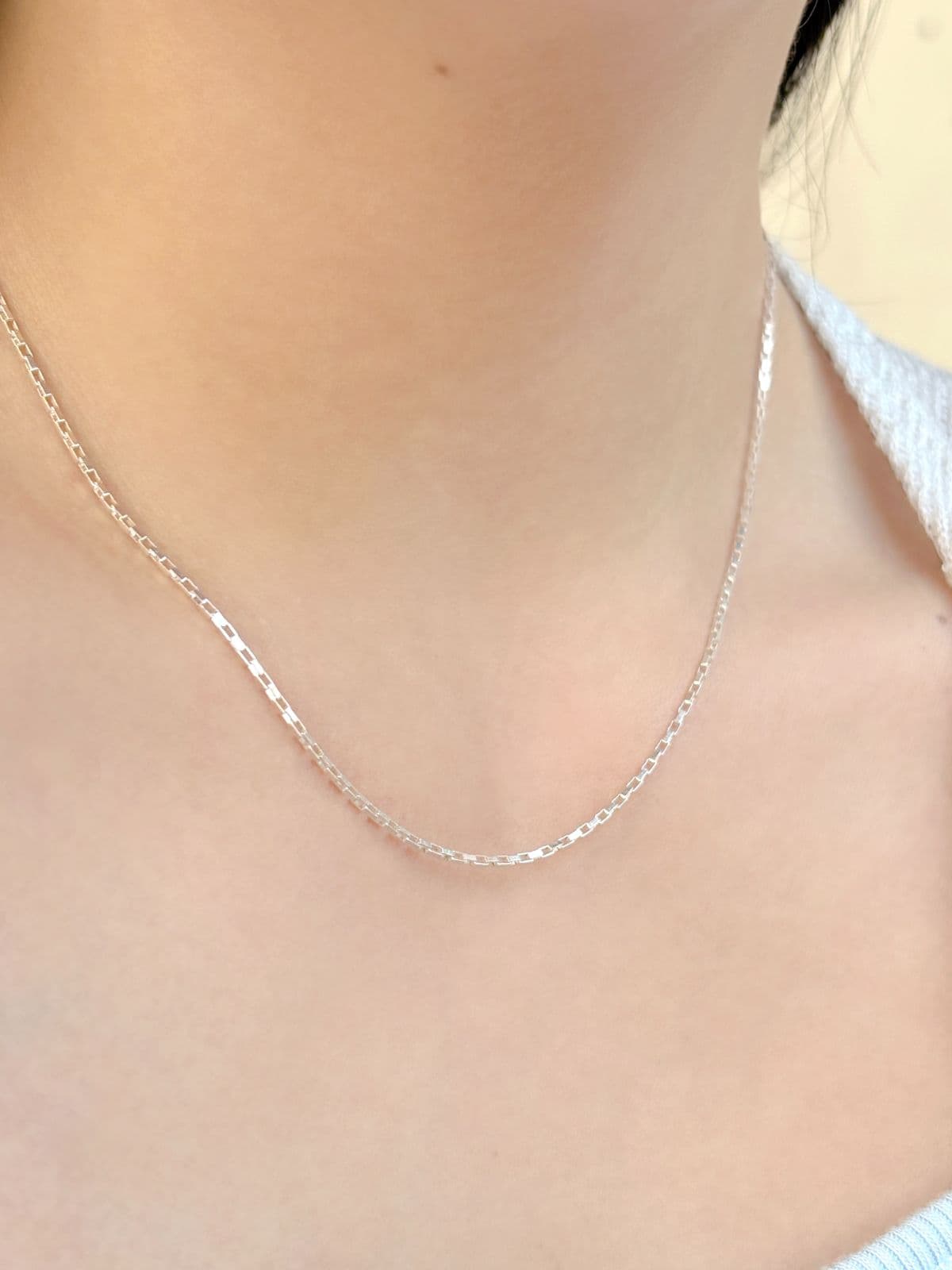 Silver 925 Box Chain Slim Layered Necklace Thin Silver Chain Silver Necklace - 이미지 8