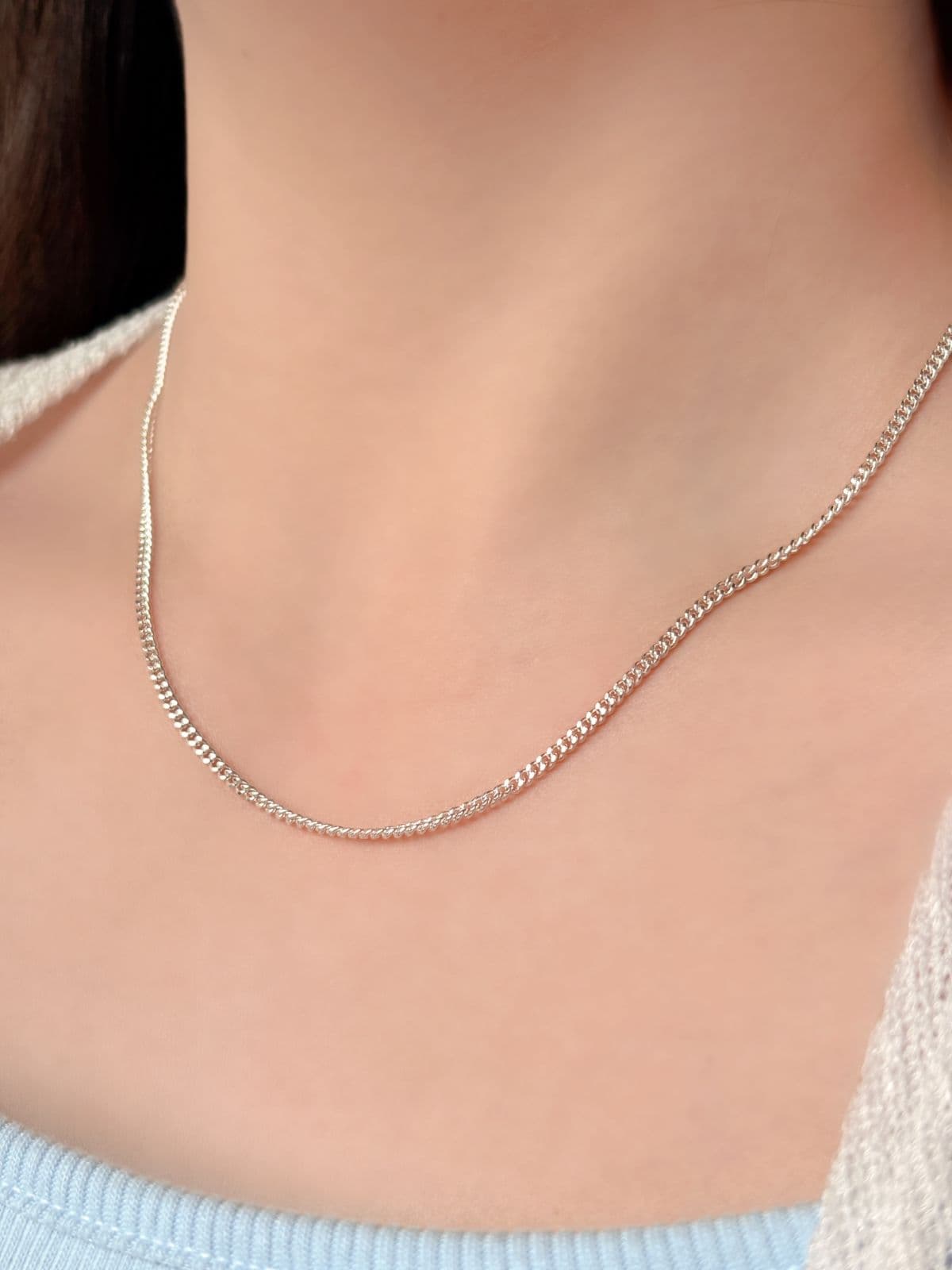 Silver 925 Curved Chain 1mm Necklace Silver Chain Silver Necklace - 이미지 2