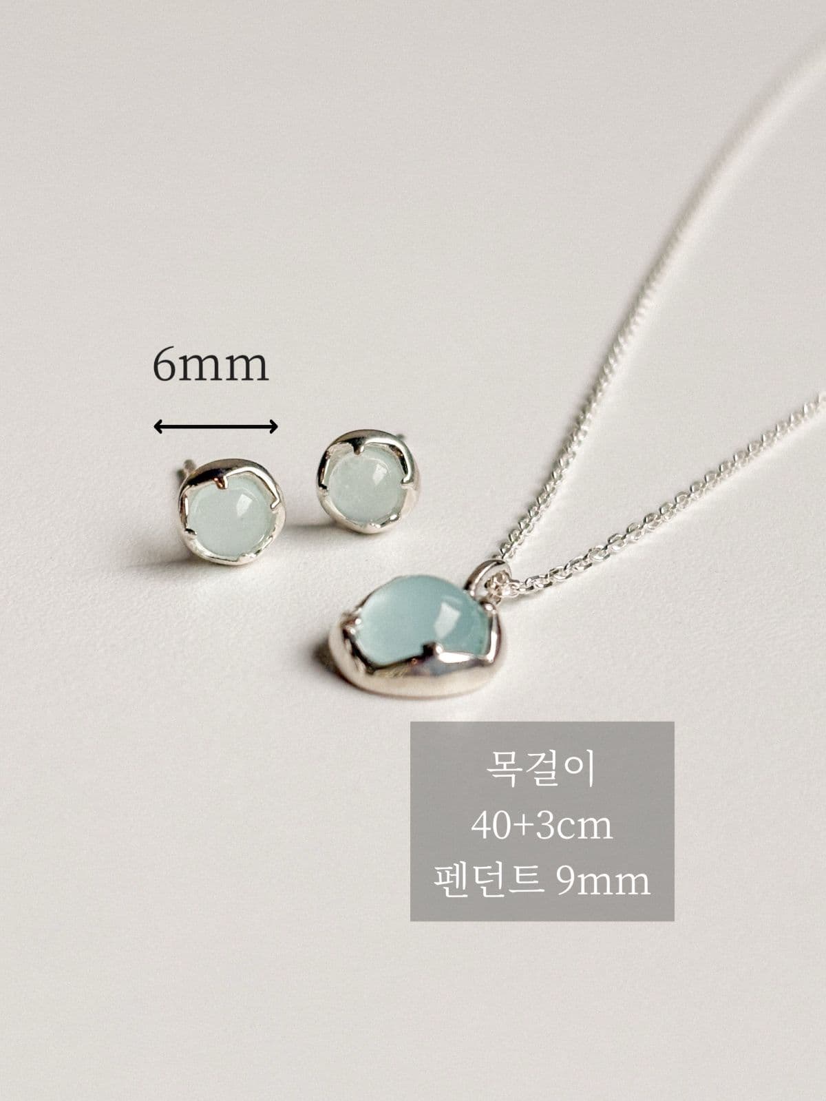 Silver 925 Cubic Pastel Pendant Earring Set Mini Silver Earrings - 이미지 3