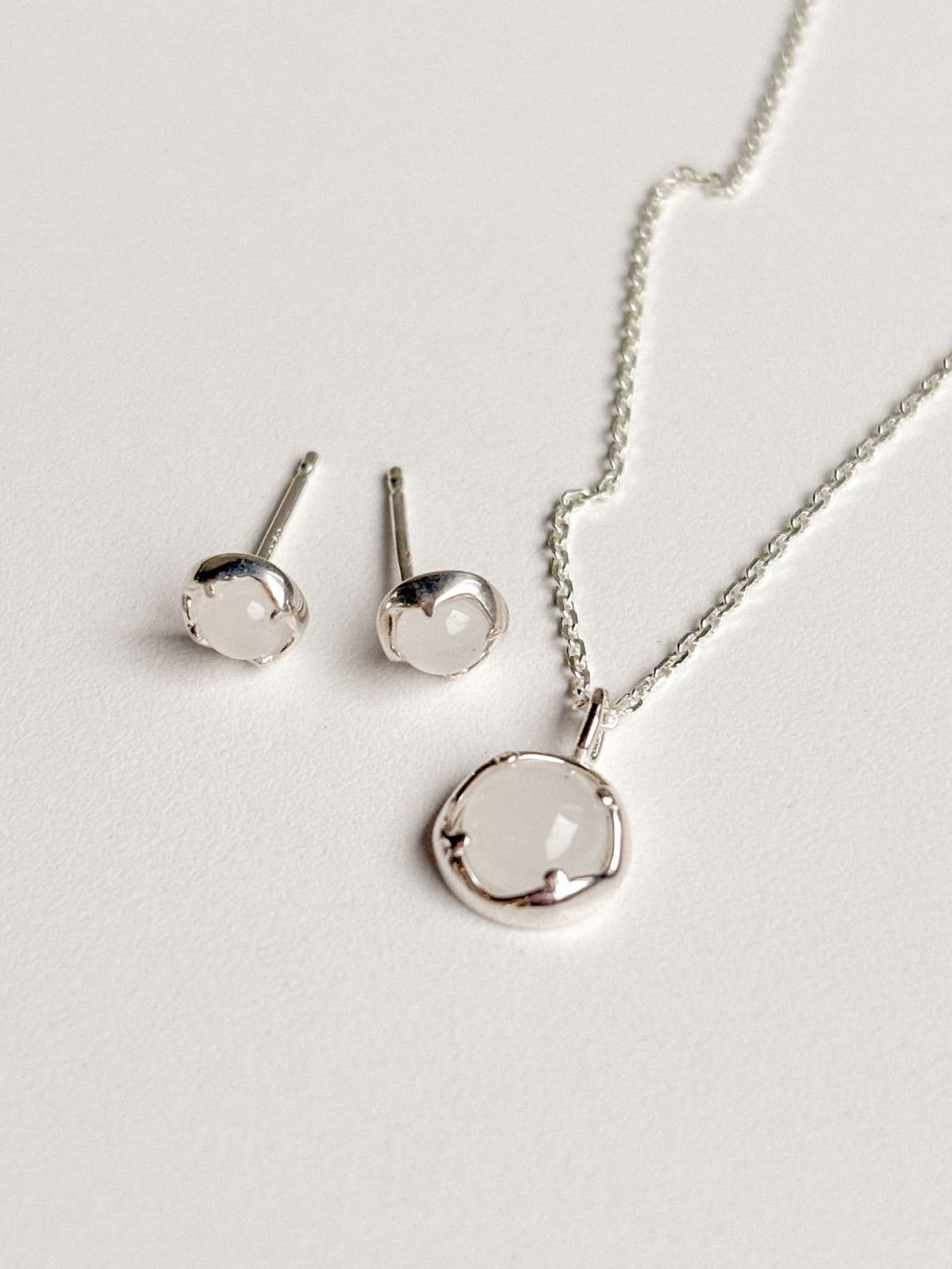 Silver 925 Cubic Pastel Pendant Earring Set Mini Silver Earrings - 이미지 1