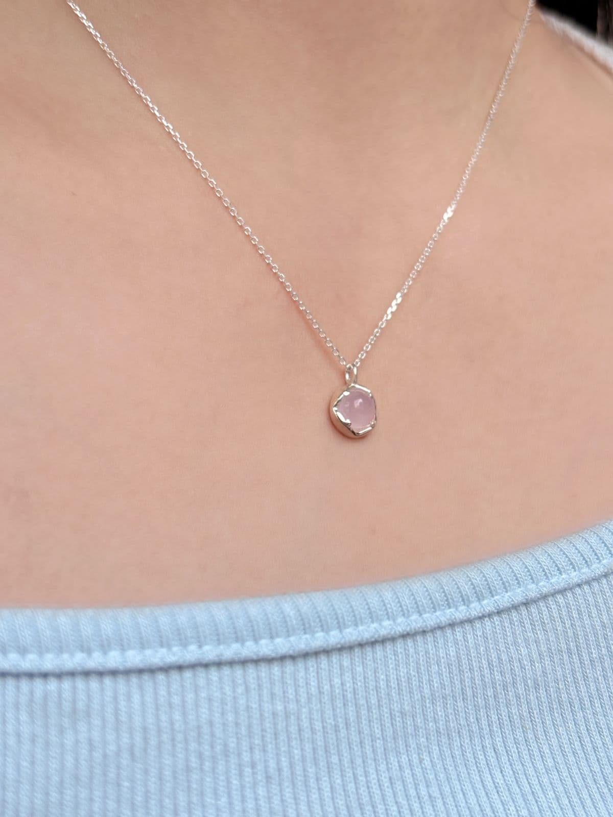 Silver 925 Cubic Pastel Pendant Necklace Set Mini Silver Necklace - 이미지 4
