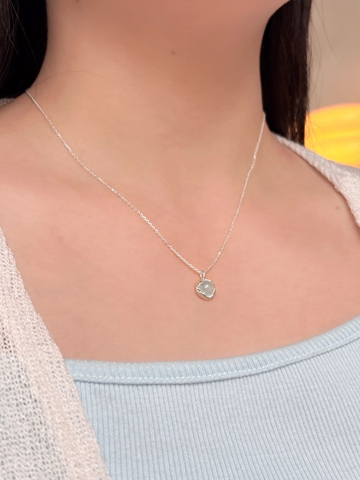 Silver 925 Cubic Pastel Pendant Necklace Set Mini Silver Necklace - 이미지 5