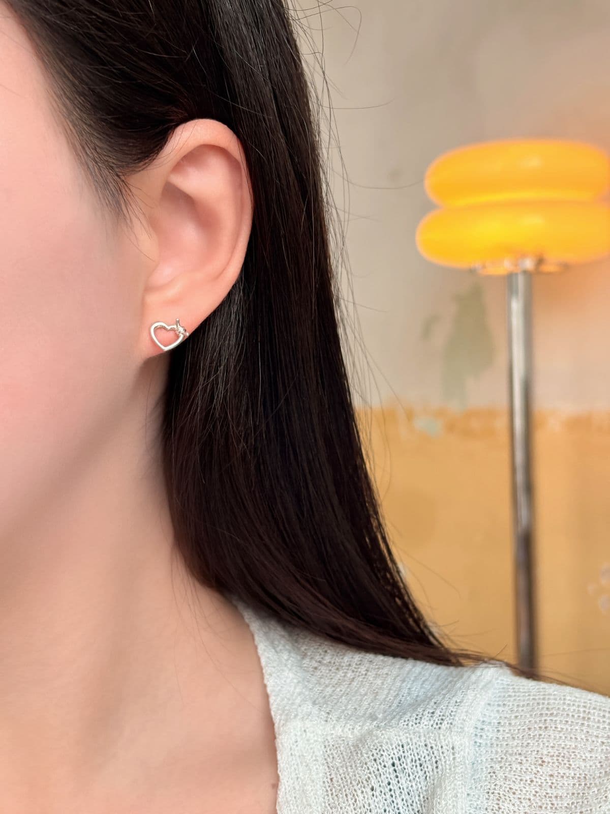 Silver 925 Heart Twist Pendant Earring Set Studded Silver Earrings - 이미지 7