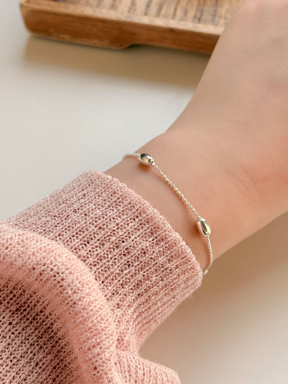 Silver 925 Silver Ball Oval Bracelet Silver Ball Point Silver Chain Silver Bracelet Set - 이미지 2