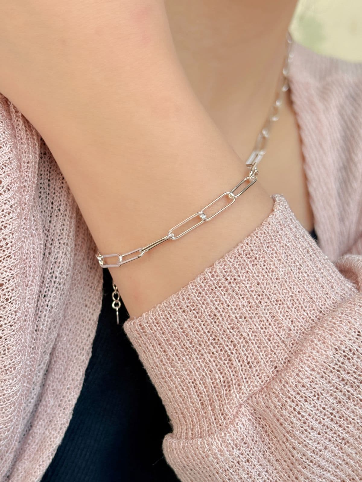 Silver 925 Square Chain Oval Bold Necklace Chain Silver Necklace - 이미지 6
