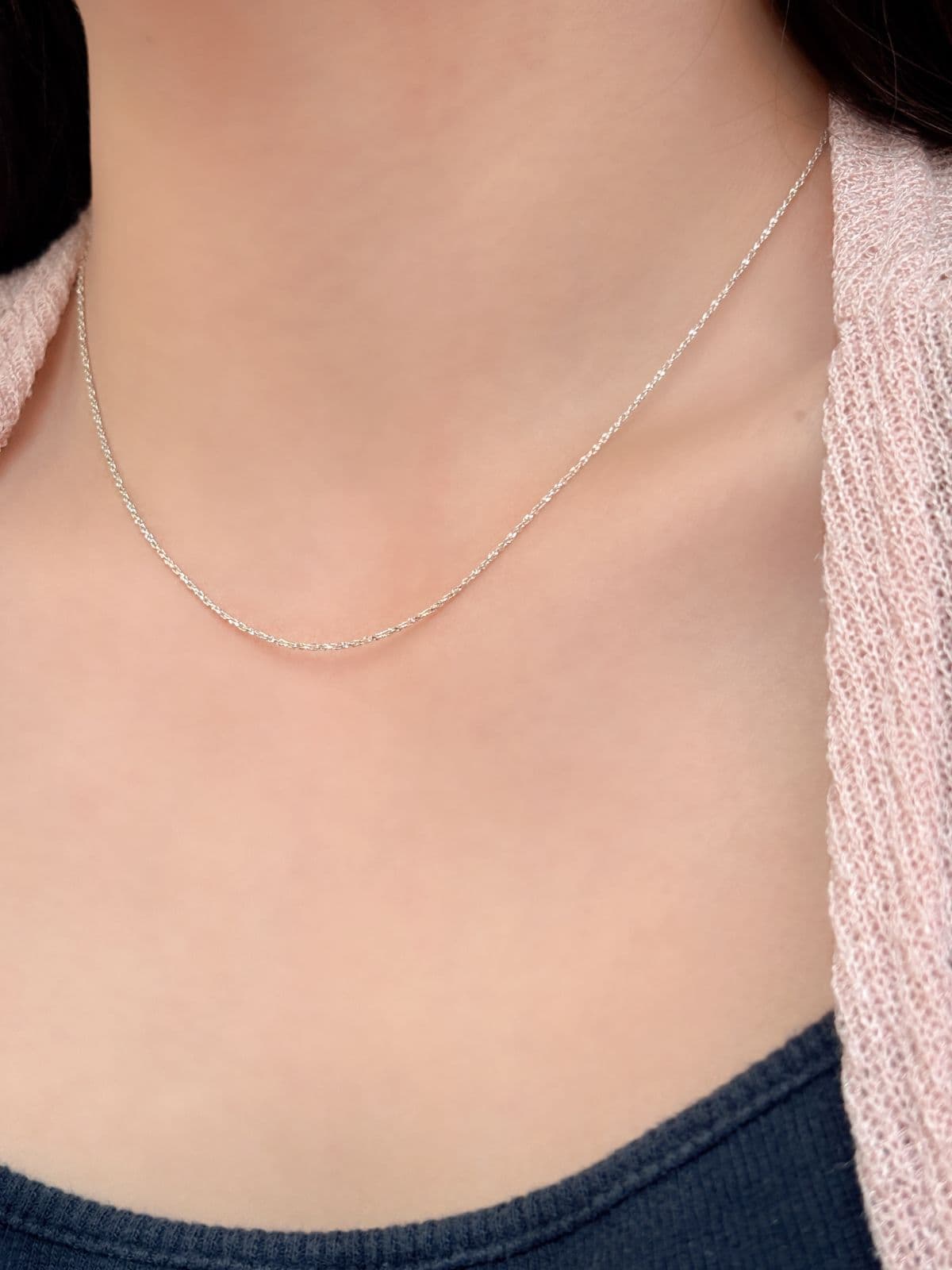 Silver 925 Slim Rope Chain Necklace, Thin Silver Necklace - 이미지 5