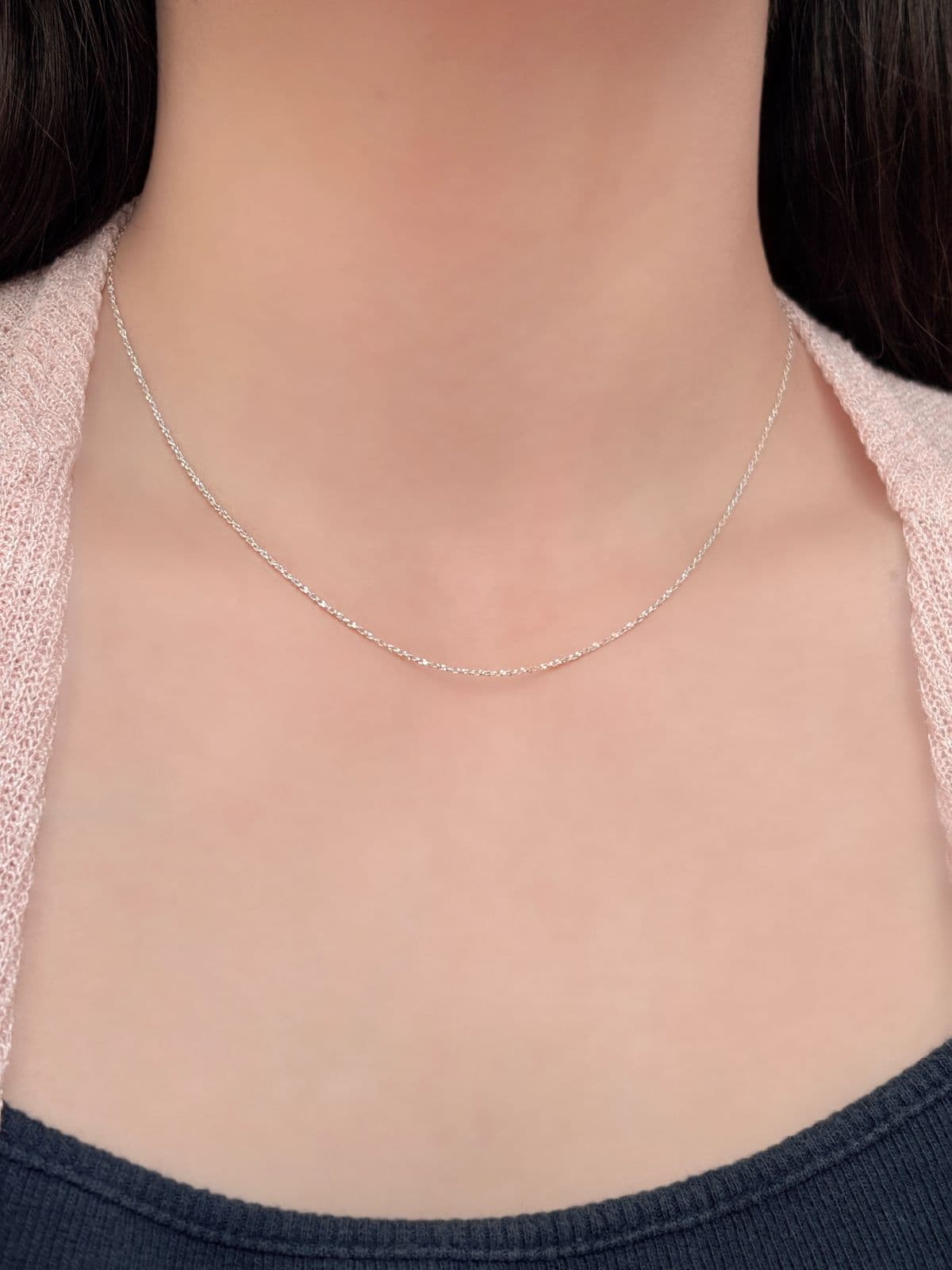 Silver 925 Slim Rope Chain Necklace, Thin Silver Necklace - 이미지 4