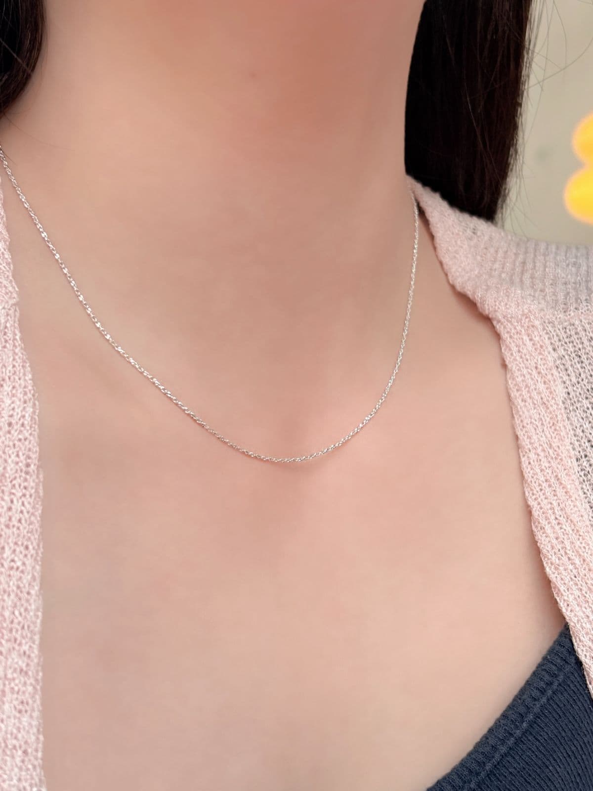 Silver 925 Slim Rope Chain Necklace, Thin Silver Necklace - 이미지 2