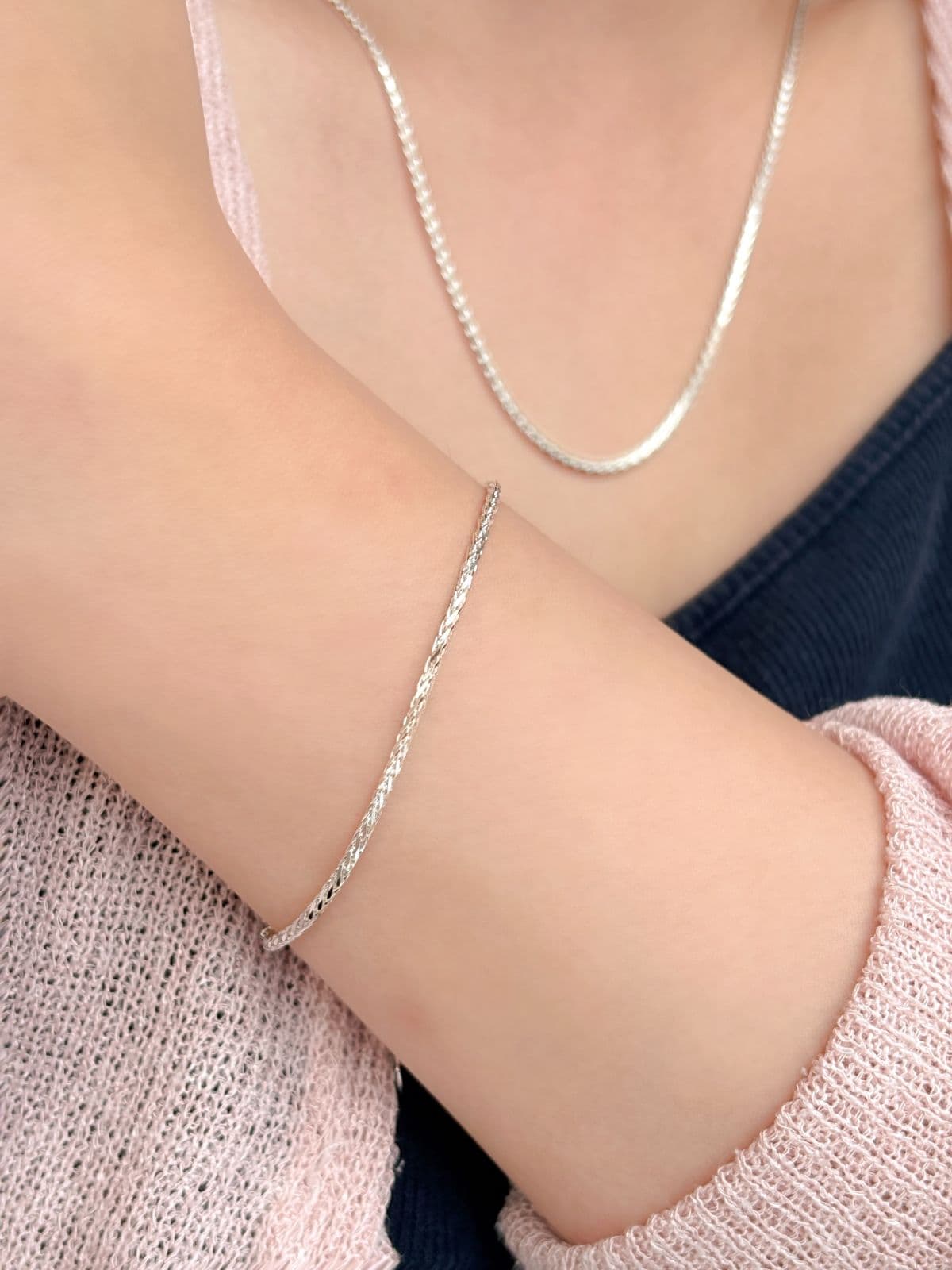 Silver 925 Spica Chain Necklace Silver Point Silver Necklace - 이미지 6