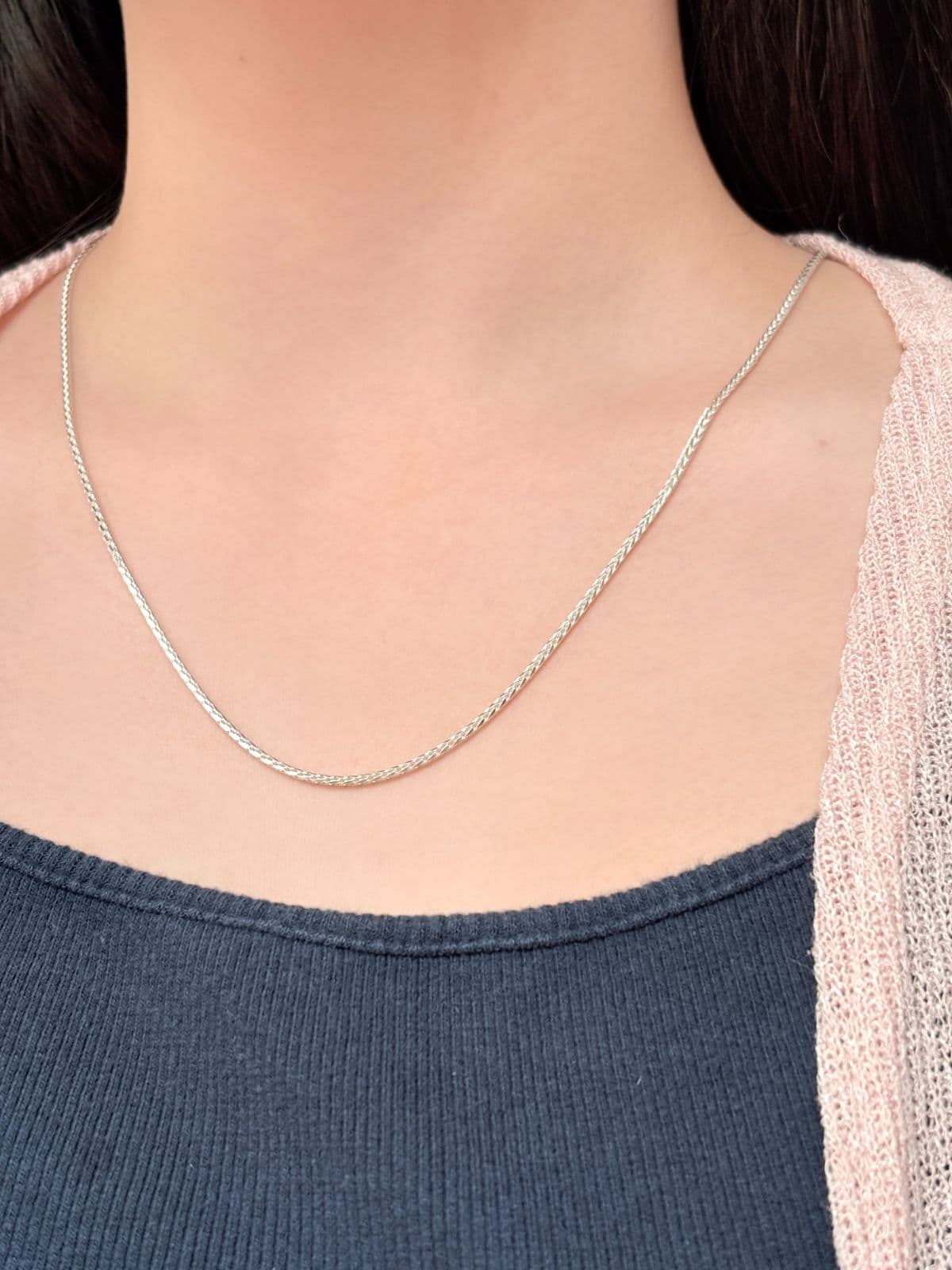 Silver 925 Spica Chain Necklace Silver Point Silver Necklace - 이미지 3