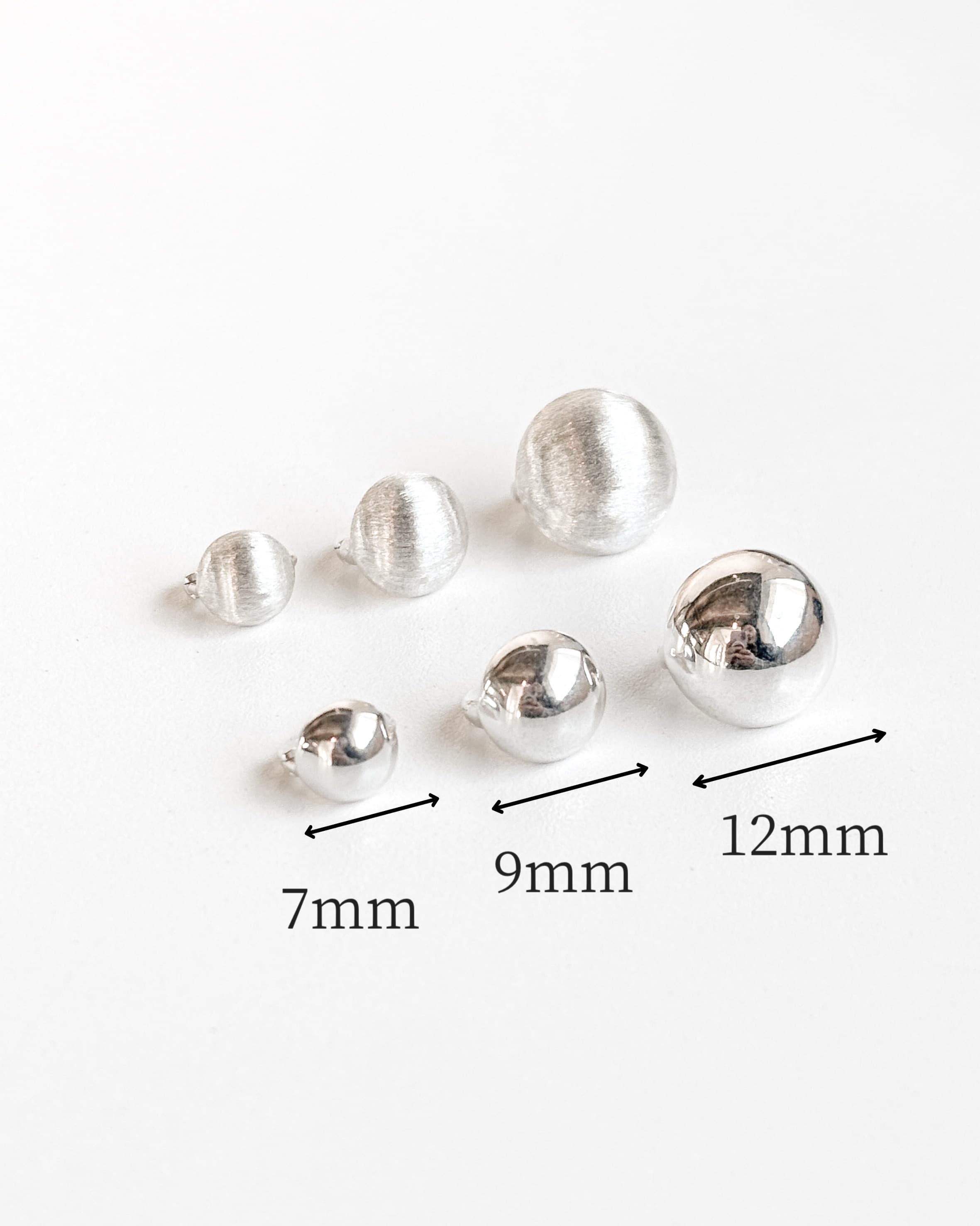 Silver 925 Matte One-Touch Ring Earrings Chubby Ball Silver Earrings - 이미지 3