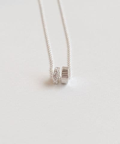Silver 925 Line Ring Medal Pendant Silver Necklace Daily Necklace