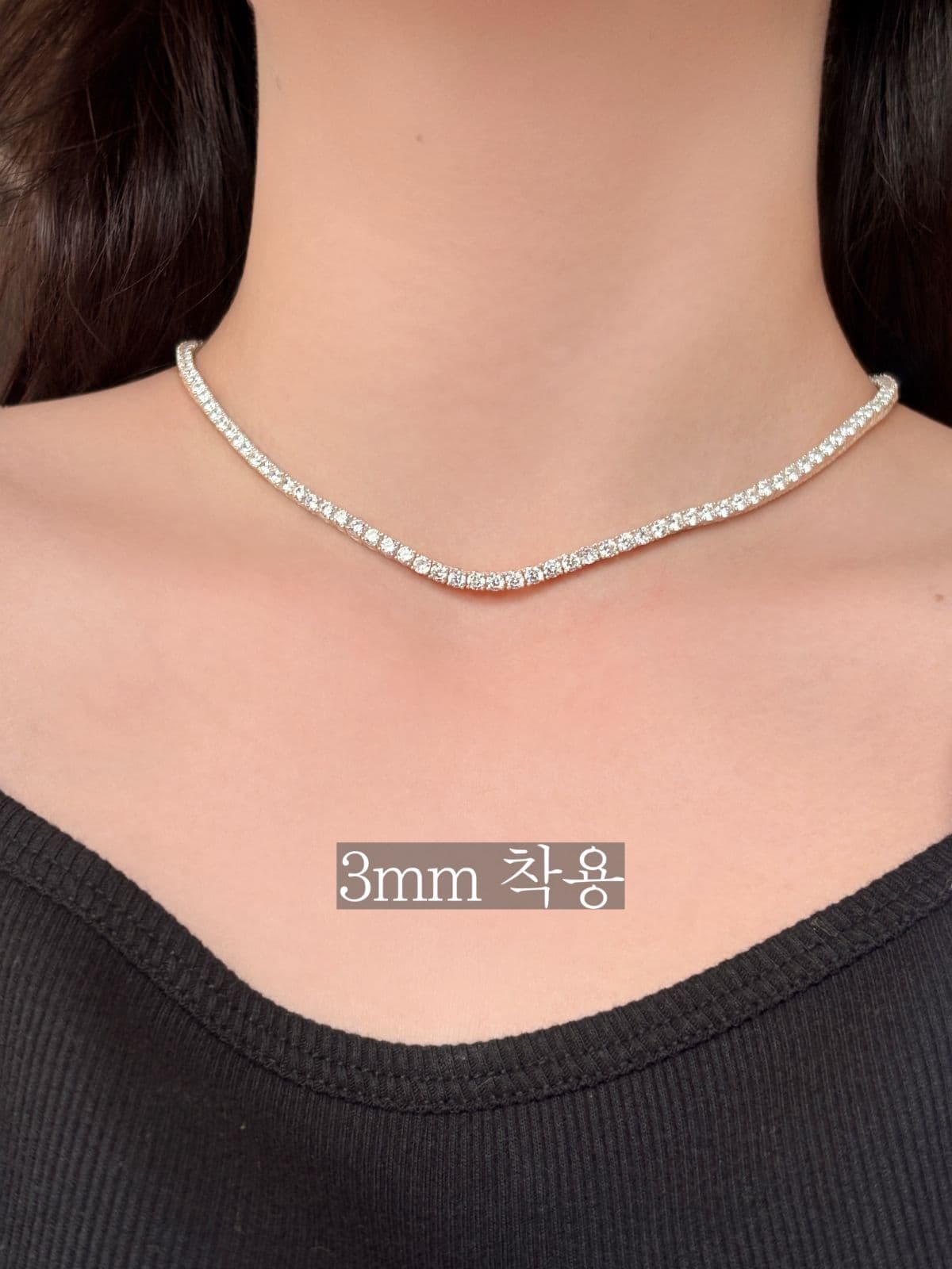 Silver 925 Tennis Cubic Necklace - 이미지 4