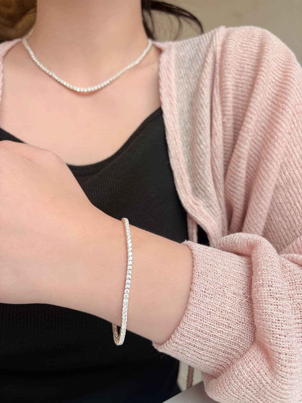 Silver 925 Tennis Cubic Necklace - 이미지 9