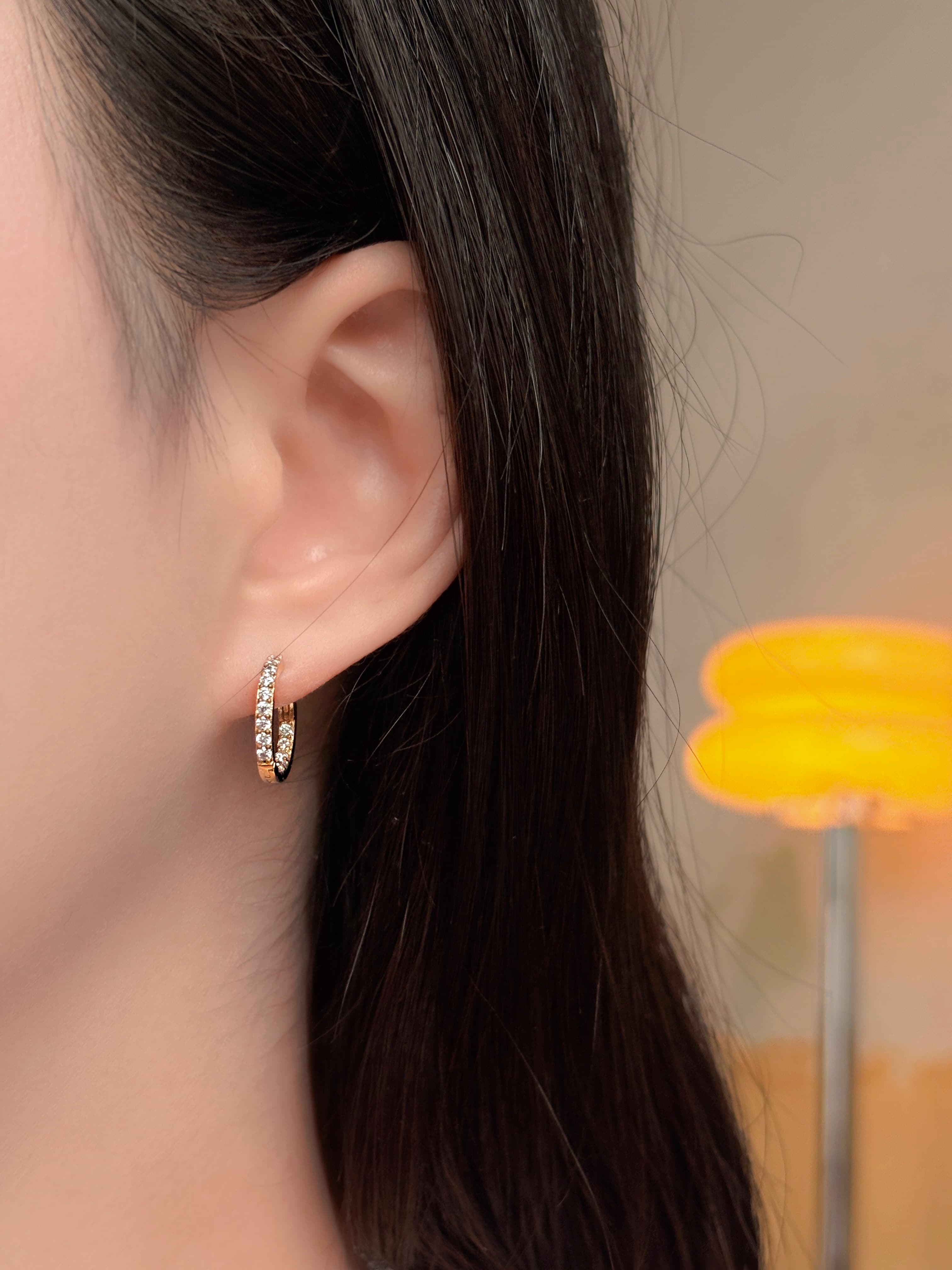 Silver 925 Round Color Double-Sided Cubic One-Touch Ring Earrings Silver Hanger - 이미지 4