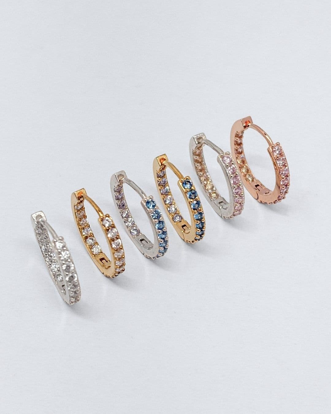 Silver 925 Round Color Double-Sided Cubic One-Touch Ring Earrings Silver Hanger - 이미지 1